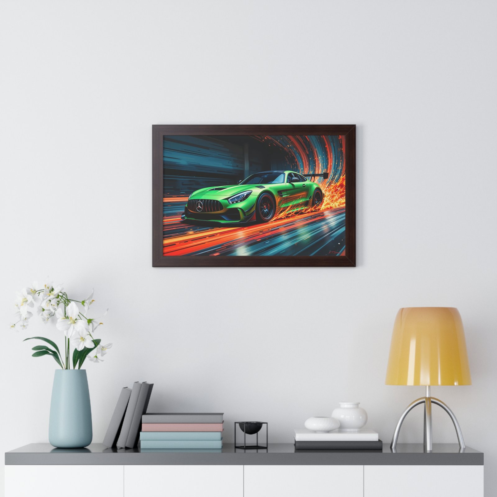 Limited Edition Mercedes IMSA GTD Racing Car Wall Art Framed Print in Metallic Green | Collector’s Motorsport Artwork - Image 8