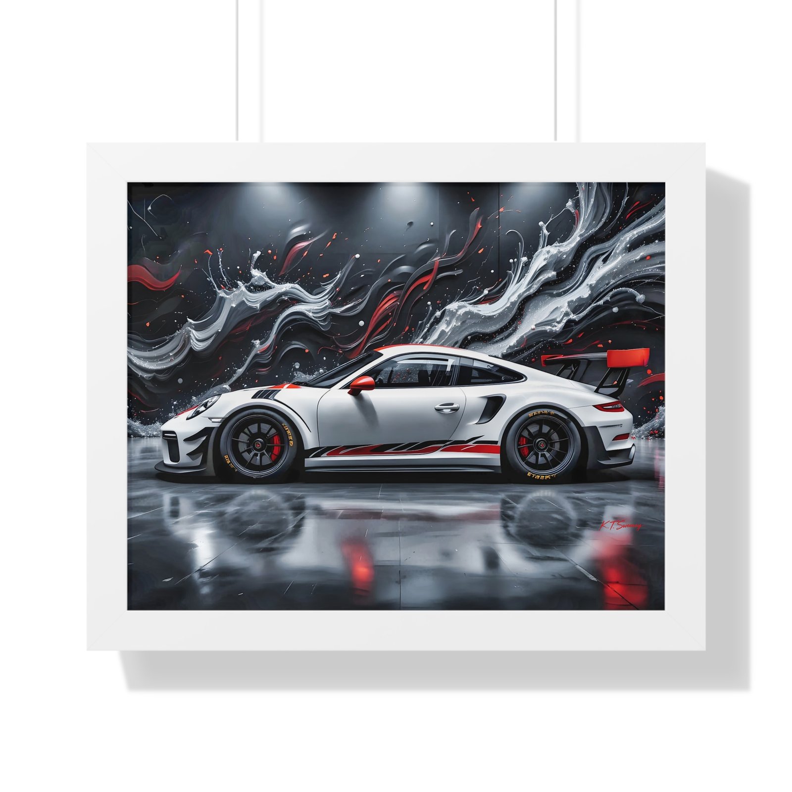Limited Edition Porsche 911 GT3 Wall Art Framed Print with 3D Textured Oil Paint Style Background | Collector’s Porsche Artwork - Image 19