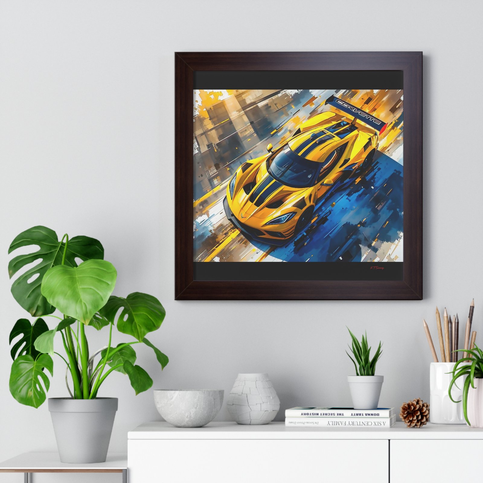 Exclusive Edition Yellow C8 Corvette Original Design | Collector’s Corvette Artwork - Image 5