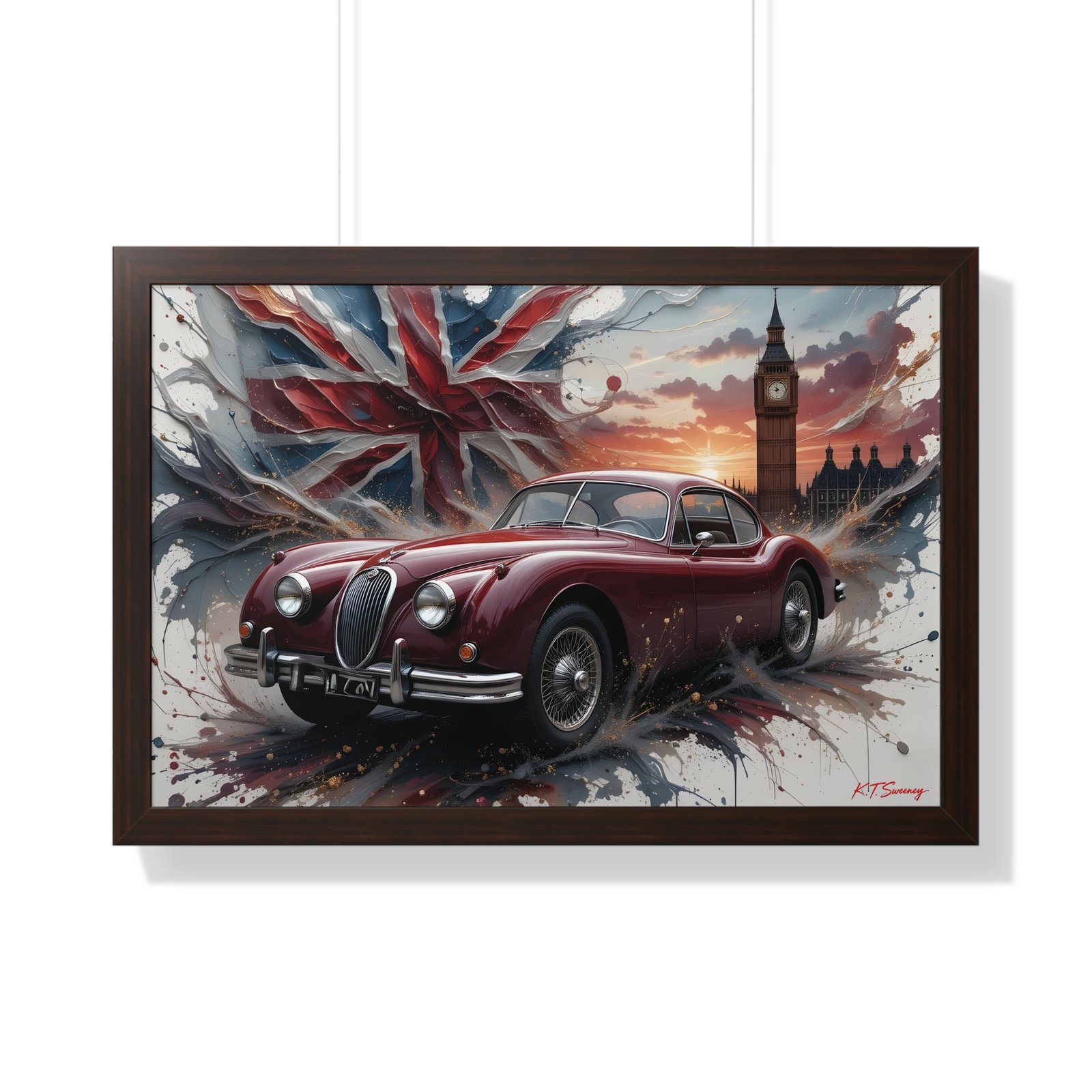 Limited Edition 1956 Jaguar XK140 Coupe Wall Art Framed Print with Union Jack | Tower of London Backdrop | Classic Jaguar Collector’s Artwork - Image 16