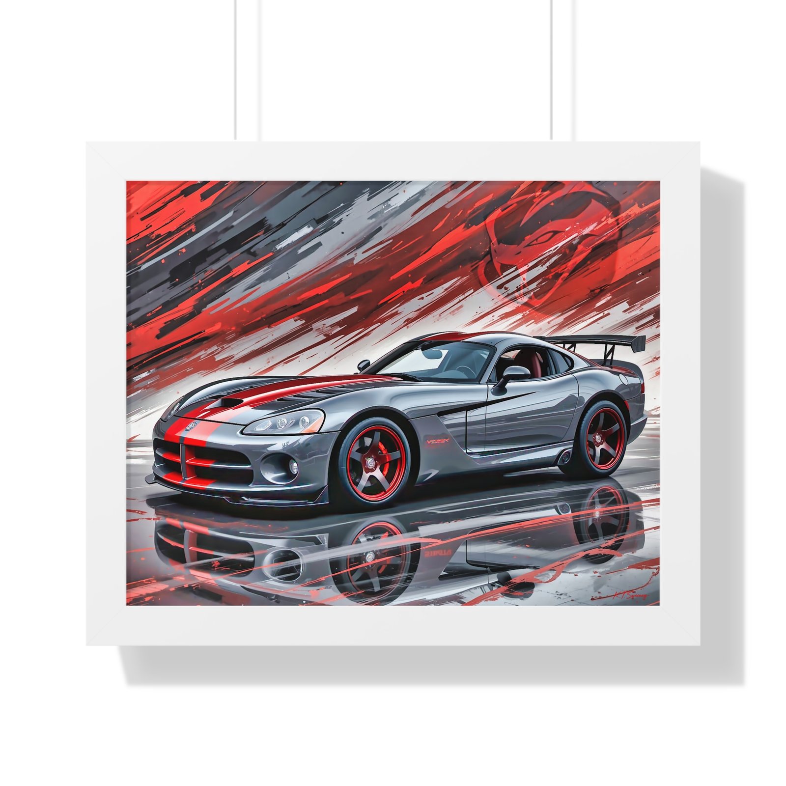 2010 Dodge Viper SRT-10 Final Edition Wall Art Framed Print in Gray with Red Stripes | Studio Edition Collector’s Artwork - Image 19