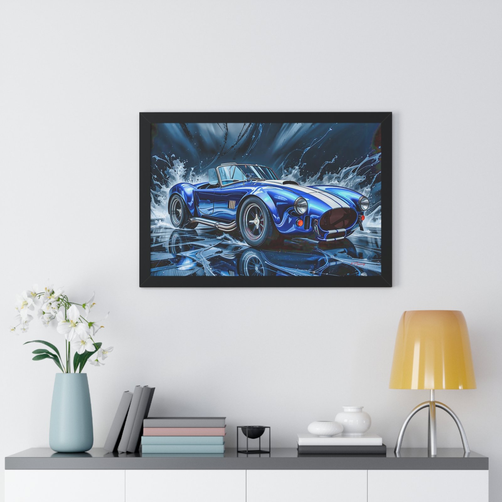 Exclusive Edition Classic Blue Shelby Cobra with White Stripes Wall Art Framed Print | Collector’s Shelby Artwork - Image 8