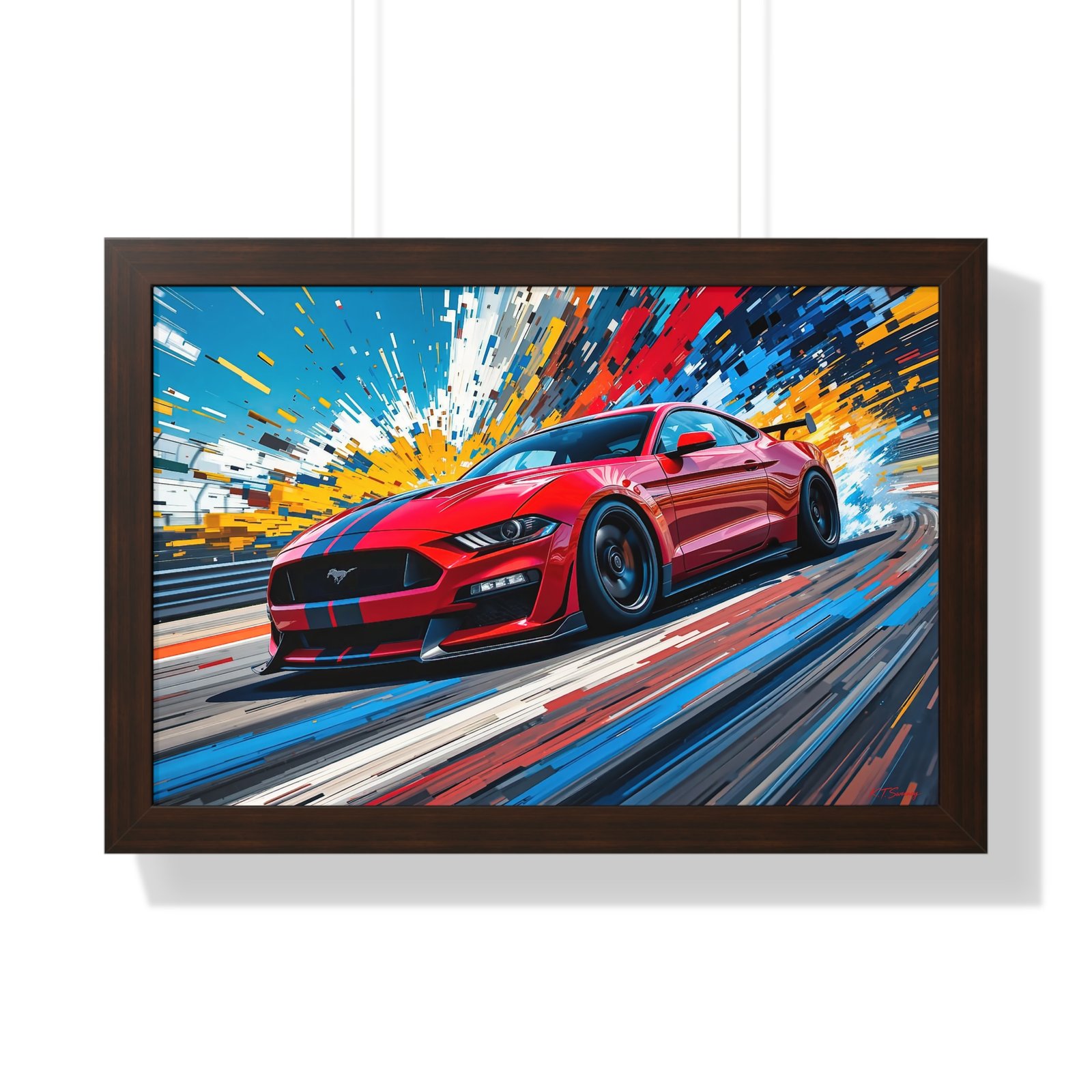 Exclusive Edition Red Mustang GT Wall Art Framed Print with Exploding Color Burst Background | Collector’s Mustang Artwork - Image 13