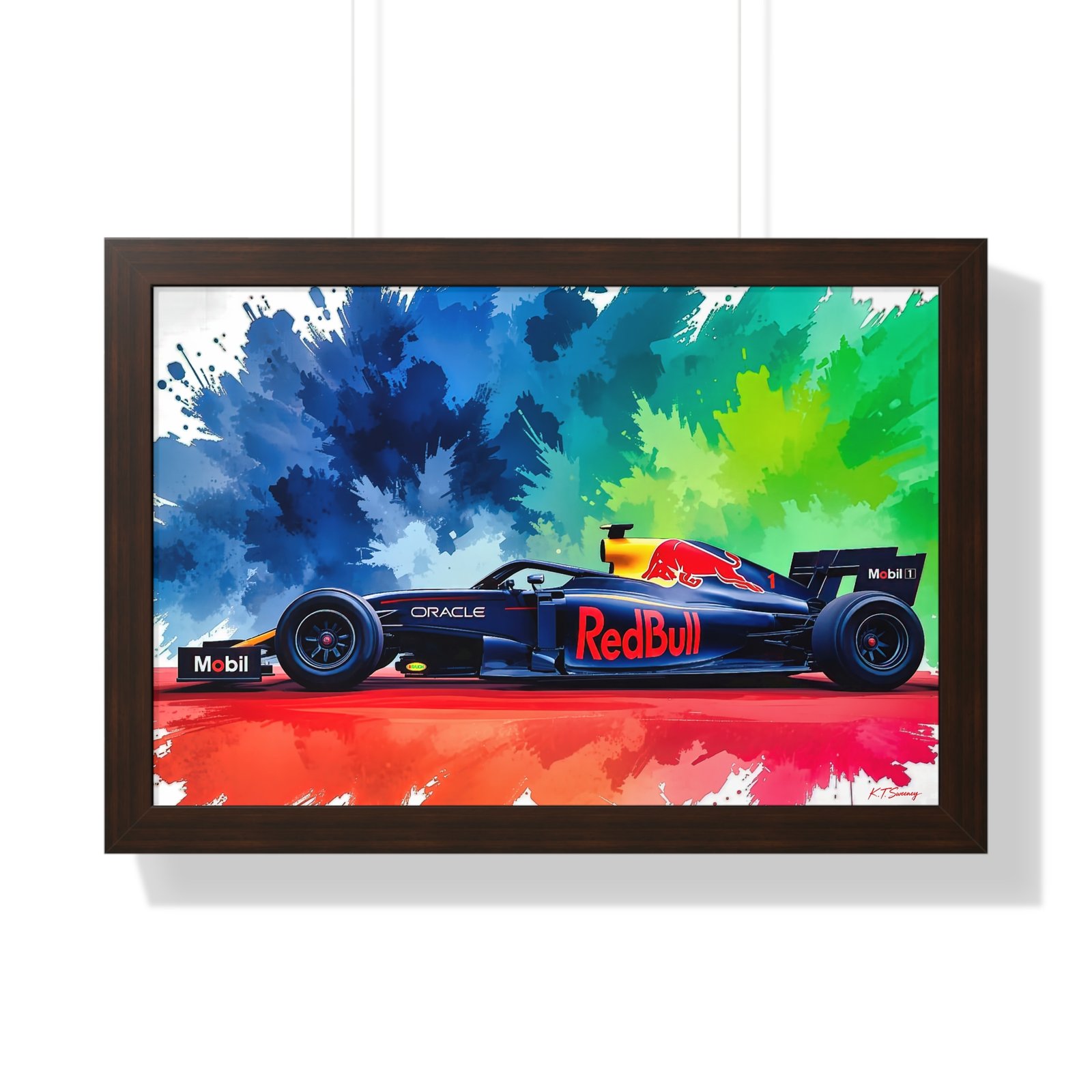 Limited Edition Red Bull F1 Wall Art Framed Print with Exploding Watercolor Style Design | Collector’s Formula 1 Artwork - Image 7