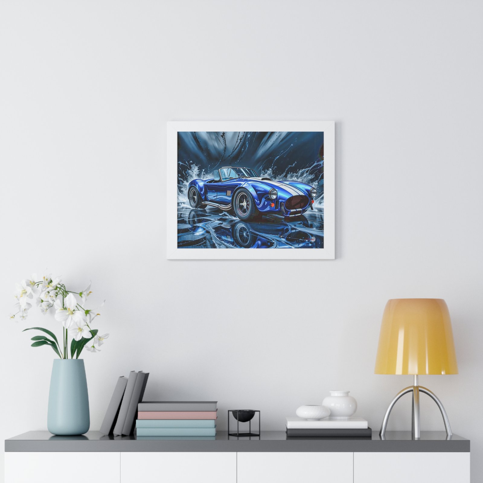 Exclusive Edition Classic Blue Shelby Cobra with White Stripes Wall Art Framed Print | Collector’s Shelby Artwork - Image 20