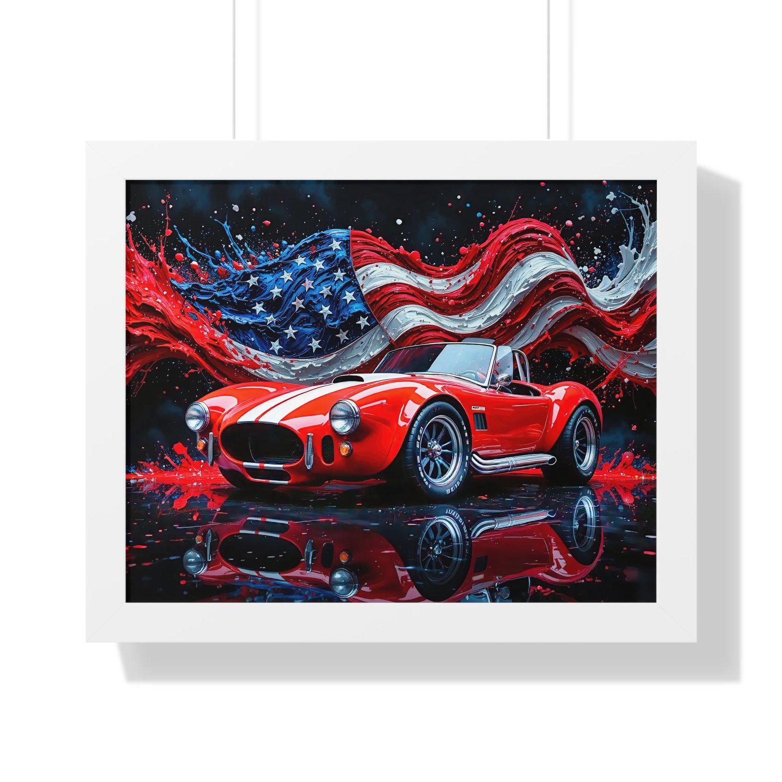 Exclusive Edition Red Shelby Cobra with White Stripes and USA Patriot theme | Collector’s Shelby Artwork - Image 19