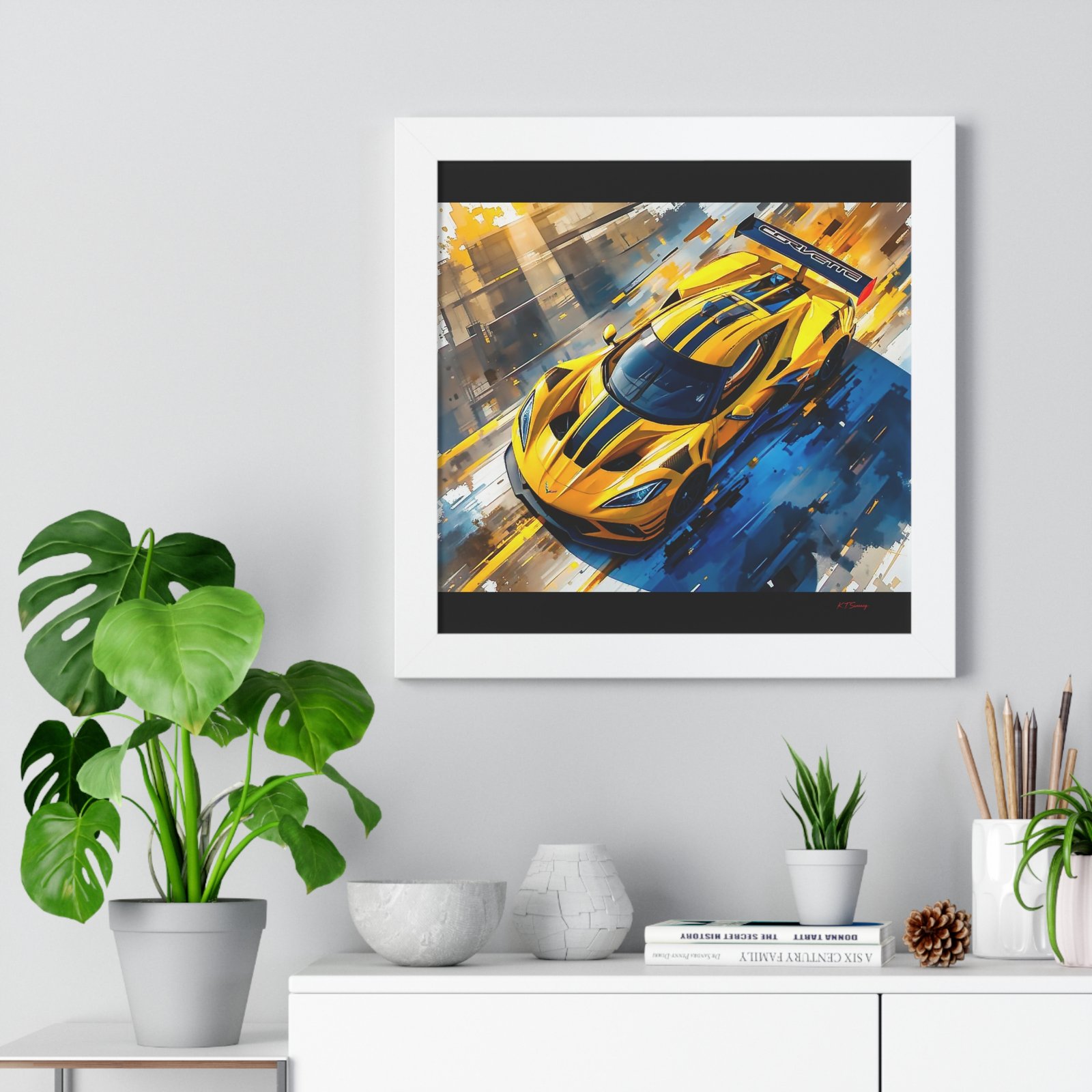 Exclusive Edition Yellow C8 Corvette Original Design | Collector’s Corvette Artwork - Image 8