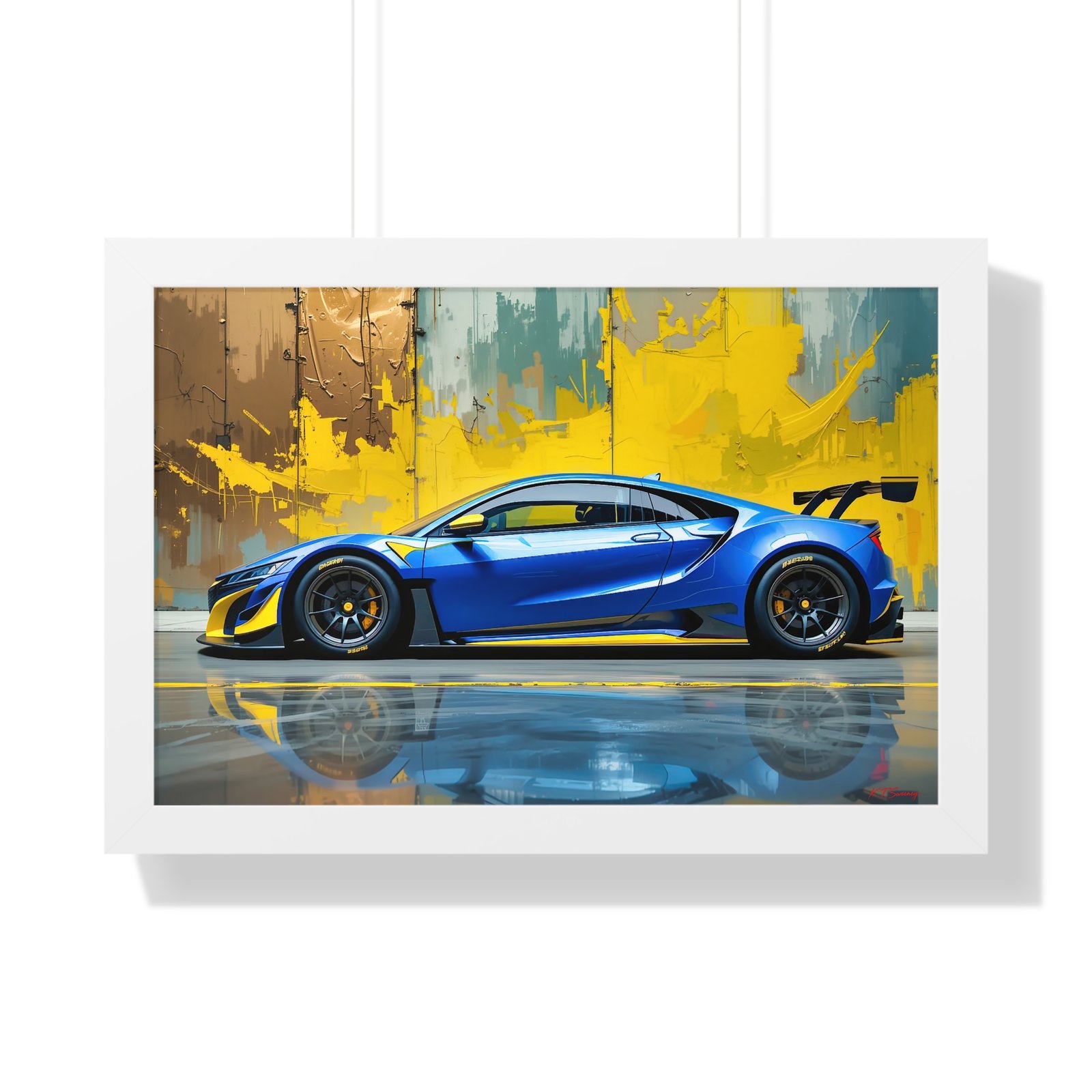 Acura NSX Wall Art Framed Print with Dramatic Textured Paint Style Background | Studio Edition Collector’s Artwork - Image 22