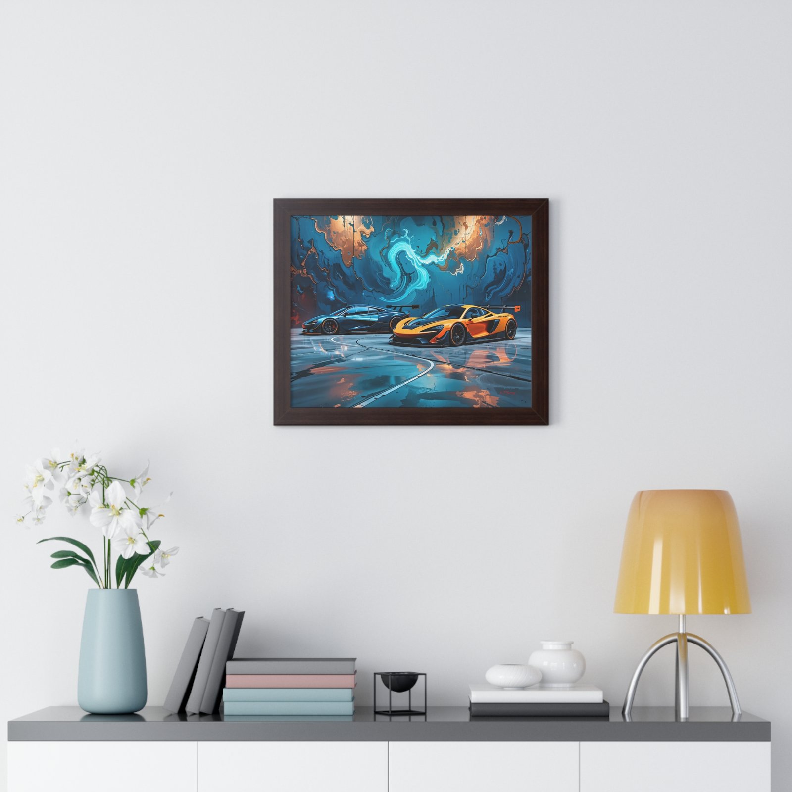 Limited Edition Duo of IMSA-Inspired McLaren Supercars Wall Art Framed Print with 3D Textured Dynamic Colors | Collector’s Motorsport Artwork - Image 11