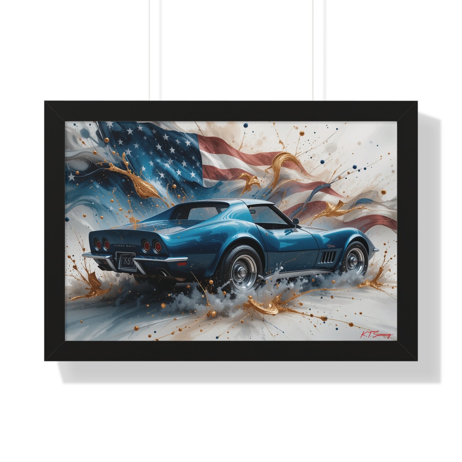 1979 Corvette Wall Art Framed Print with American Flag Background | Studio Edition Classic Car Collector’s Artwork - Image 4