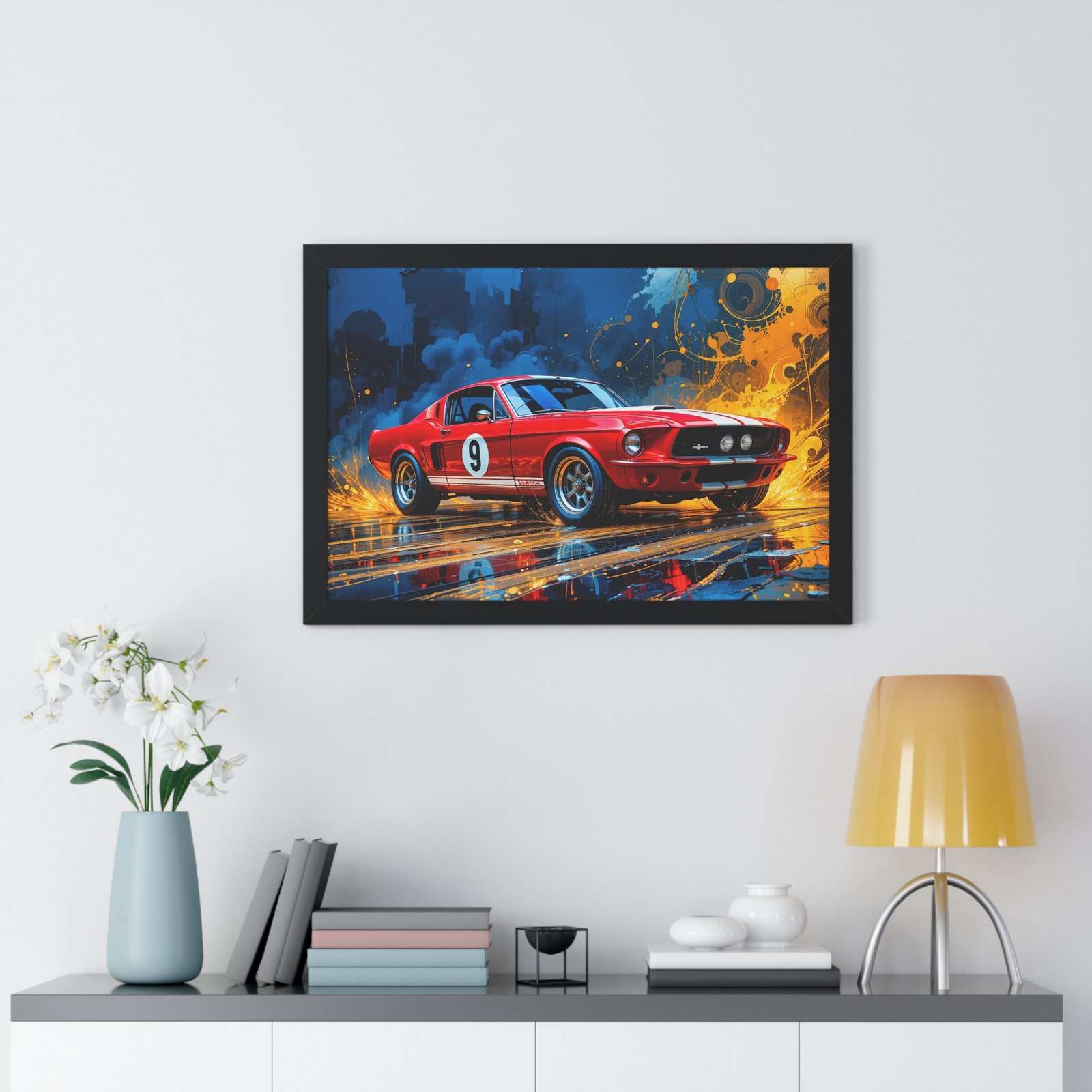 Exclusive Edition 1967 Red Shelby Mustang TransAm Inspired Racing Car Wall Art Framed Print | Collector’s Classic Mustang Artwork - Image 8