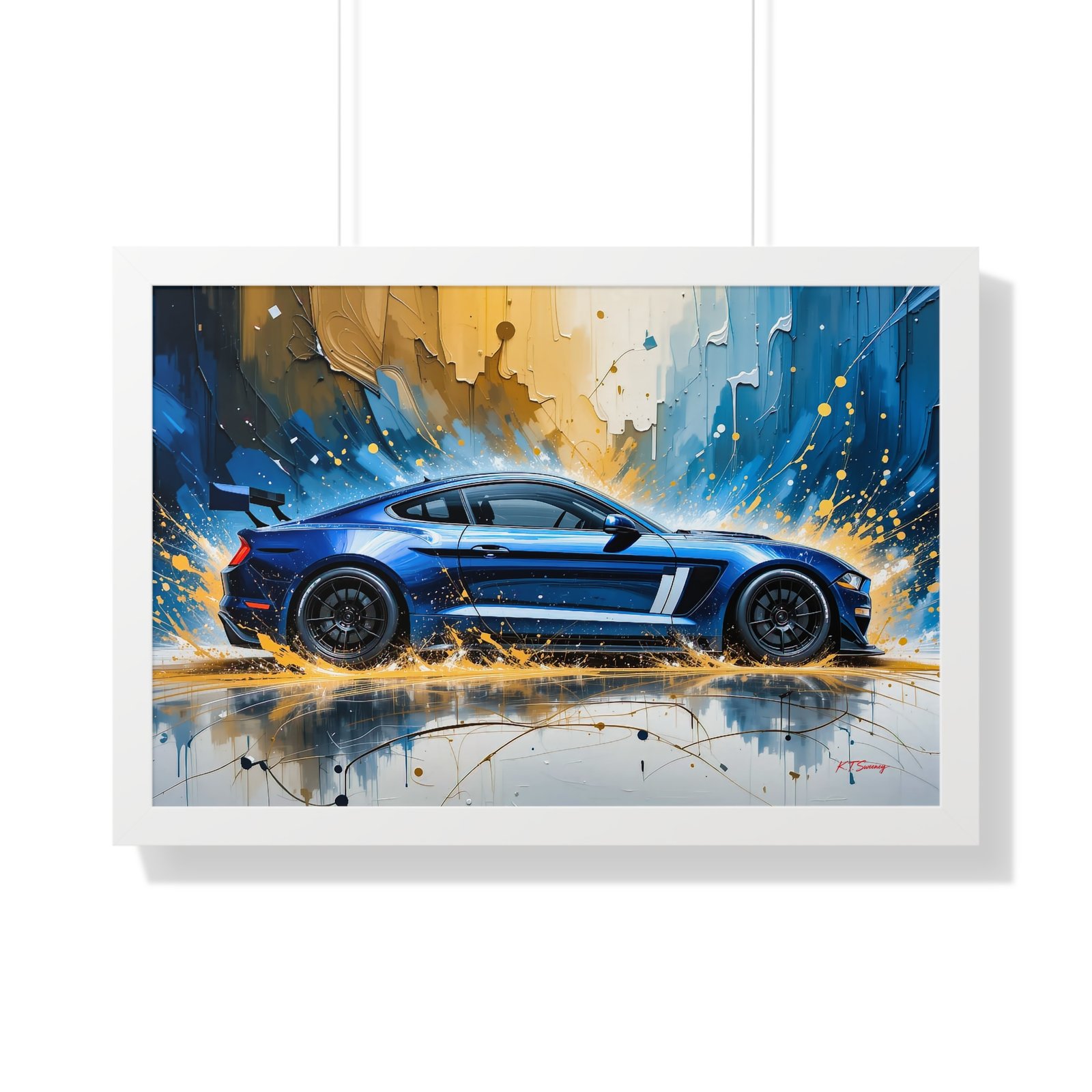 Limited Edition Mustang GT Wall Art Framed Print in Blue with White Stripes | Classic Mustang Collector’s Artwork - Image 25