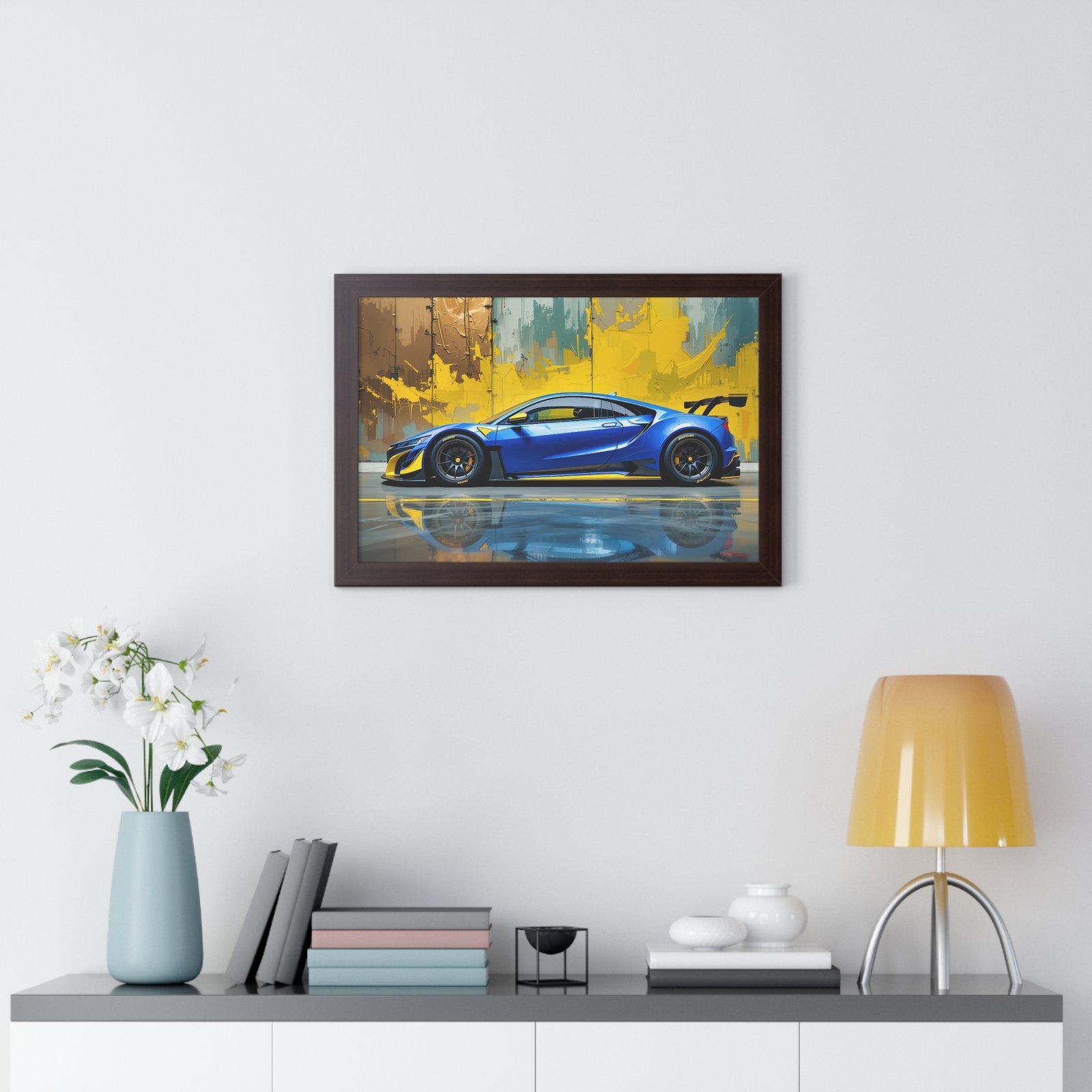 Acura NSX Wall Art Framed Print with Dramatic Textured Paint Style Background | Studio Edition Collector’s Artwork - Image 14