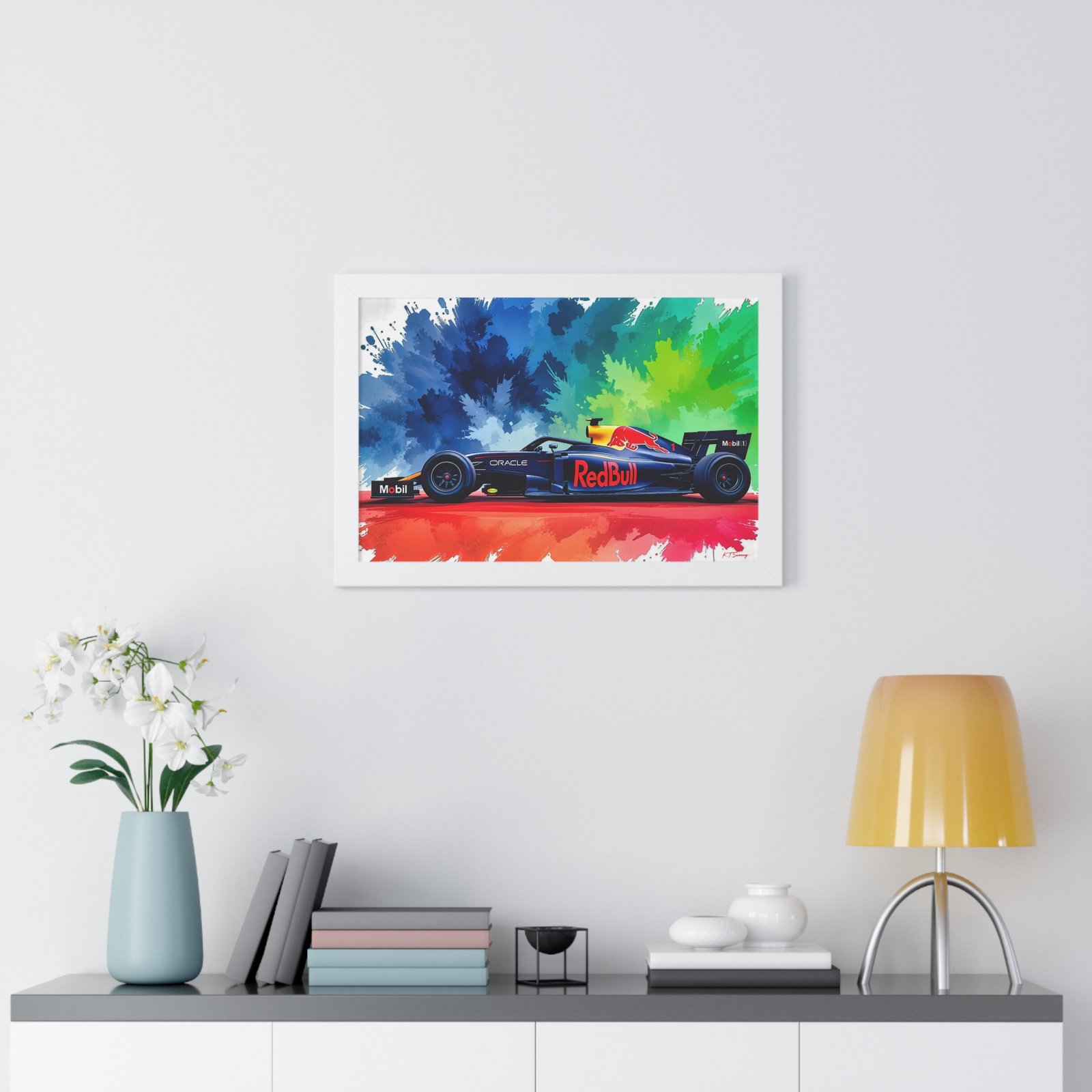 Limited Edition Red Bull F1 Wall Art Framed Print with Exploding Watercolor Style Design | Collector’s Formula 1 Artwork - Image 14