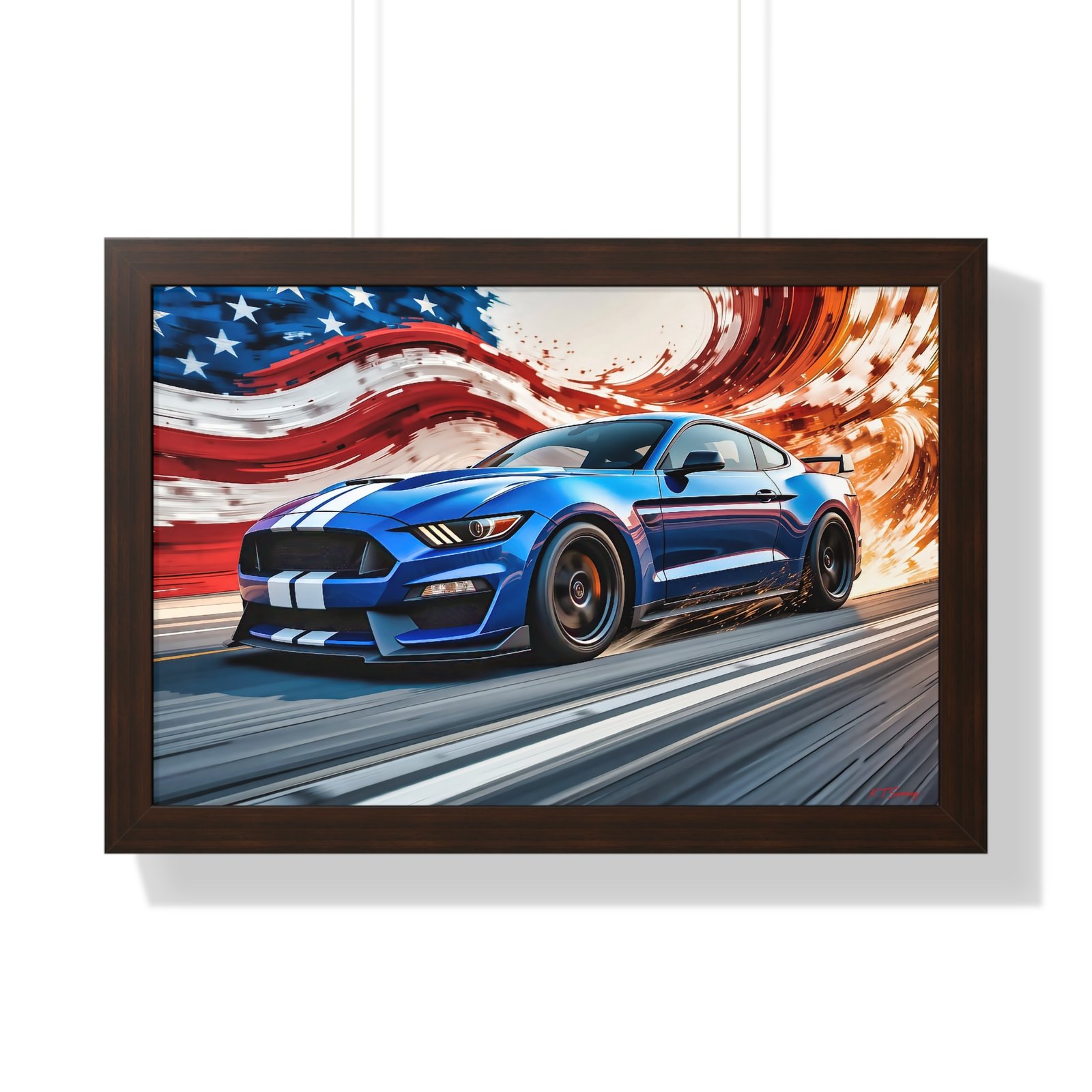 Limited Edition Mustang GT Wall Art Framed Print in Blue with White Stripes | Classic Mustang Collector’s Artwork - Image 13