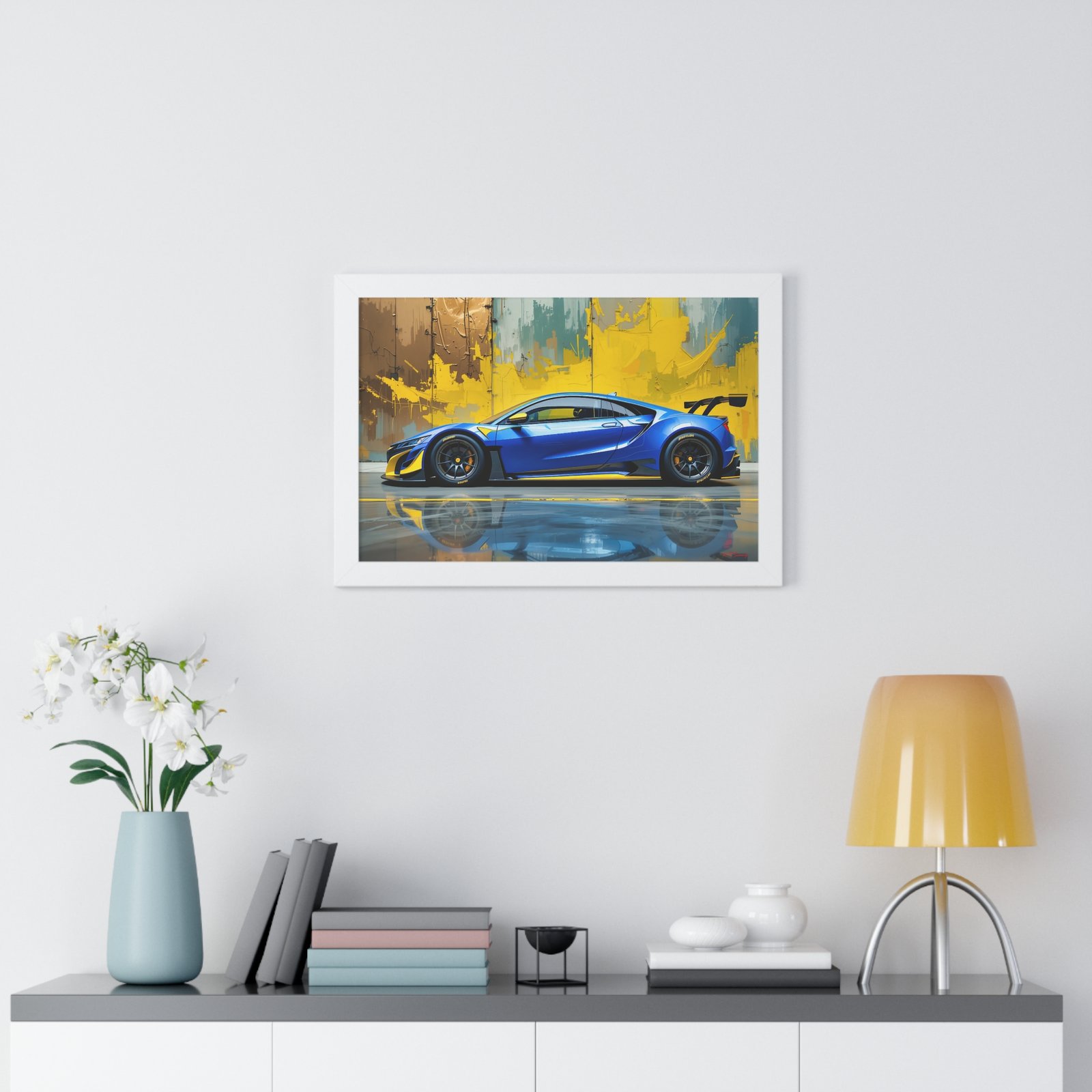 Acura NSX Wall Art Framed Print with Dramatic Textured Paint Style Background | Studio Edition Collector’s Artwork - Image 23
