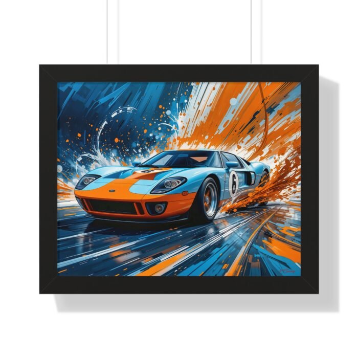 Exclusive Edition Ford GT40 Heritage Classic Livery Wall Art Framed Print in Bold Watercolor Style | Collector’s Racing Artwork