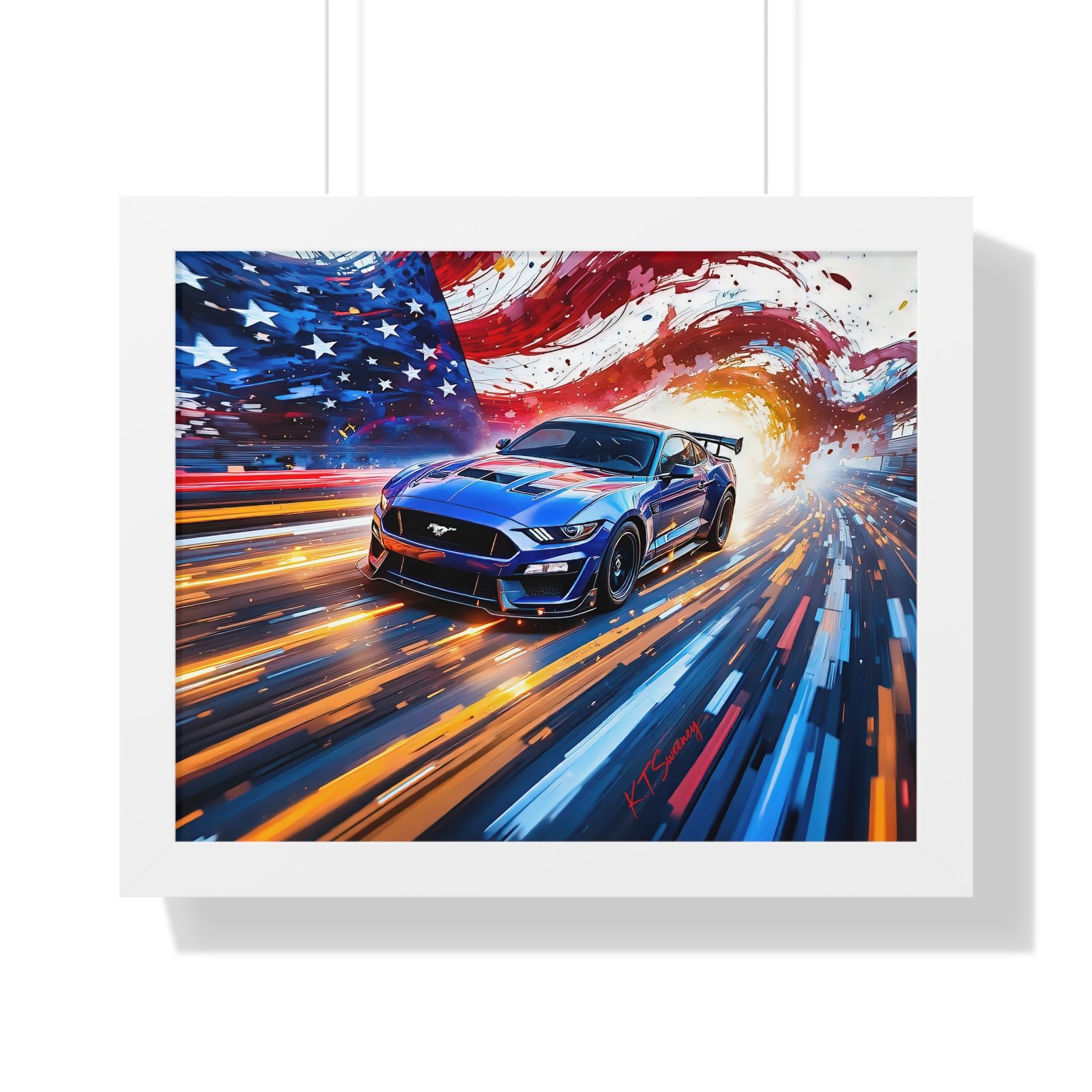 Limited Edition Mustang GT and American Flag | Classic Mustang Collector’s Artwork - Image 7