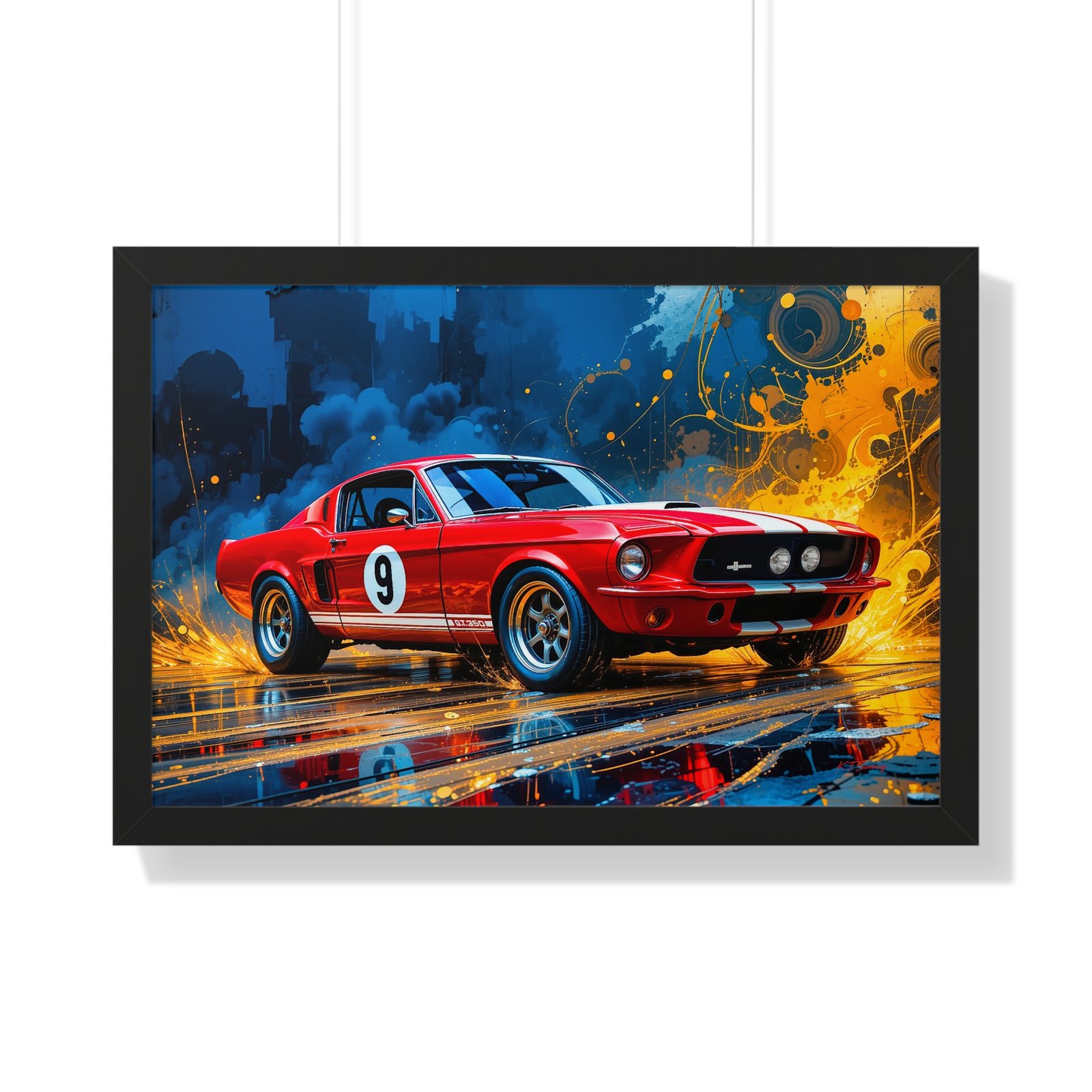 Exclusive Edition 1967 Red Shelby Mustang TransAm Inspired Racing Car Wall Art Framed Print | Collector’s Classic Mustang Artwork - Image 7