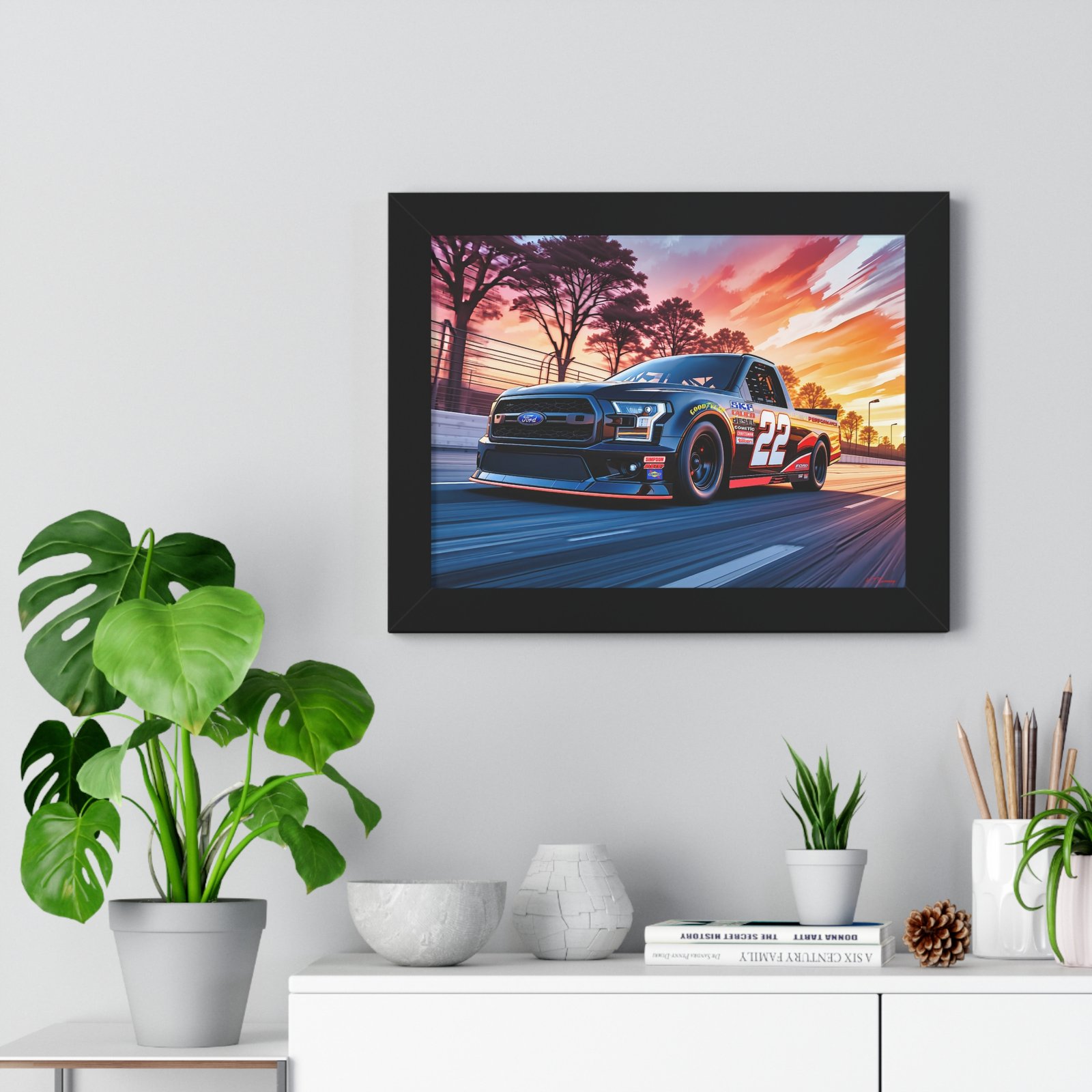 Frankie Muniz NASCAR Truck Wall Art Framed Print with Original Studio Edition Design | Collector’s Racing Artwork - Image 2