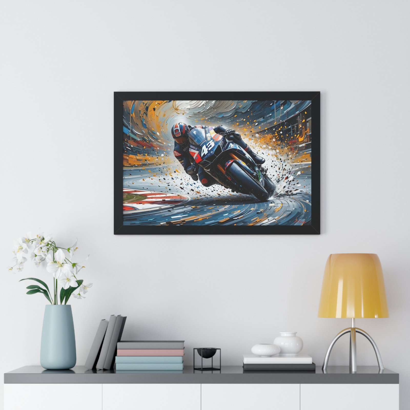 Limited Edition MotoGP Racing Motorcycle Wall Art Framed Print with 3D Textured Oil Paint Style Background | Collector’s Motorsport Artwork - Image 8