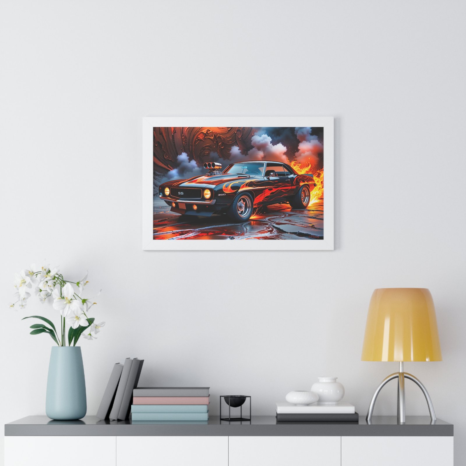Limited Edition 1969 Camaro Hot Rod Wall Art Framed Print with Watercolor Textured Background | Collector’s Classic Camaro Artwork - Image 32