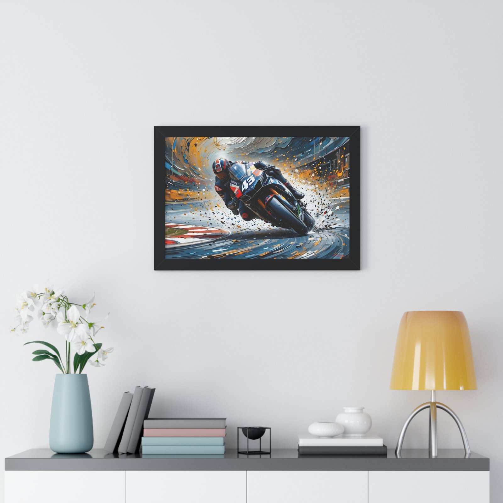 Limited Edition MotoGP Racing Motorcycle Wall Art Framed Print with 3D Textured Oil Paint Style Background | Collector’s Motorsport Artwork - Image 5