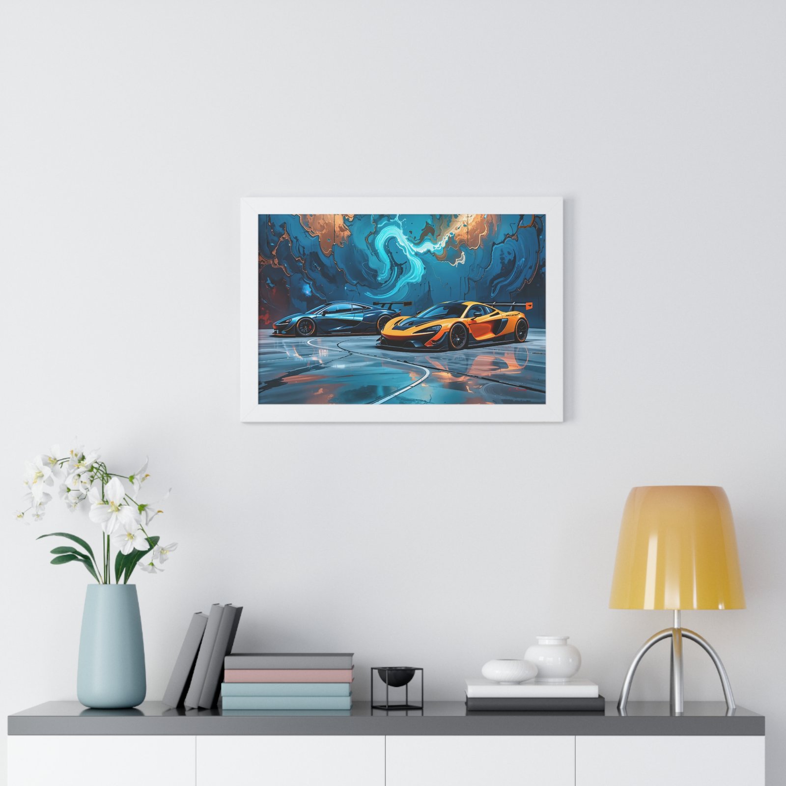 Limited Edition Duo of IMSA-Inspired McLaren Supercars Wall Art Framed Print with 3D Textured Dynamic Colors | Collector’s Motorsport Artwork - Image 23