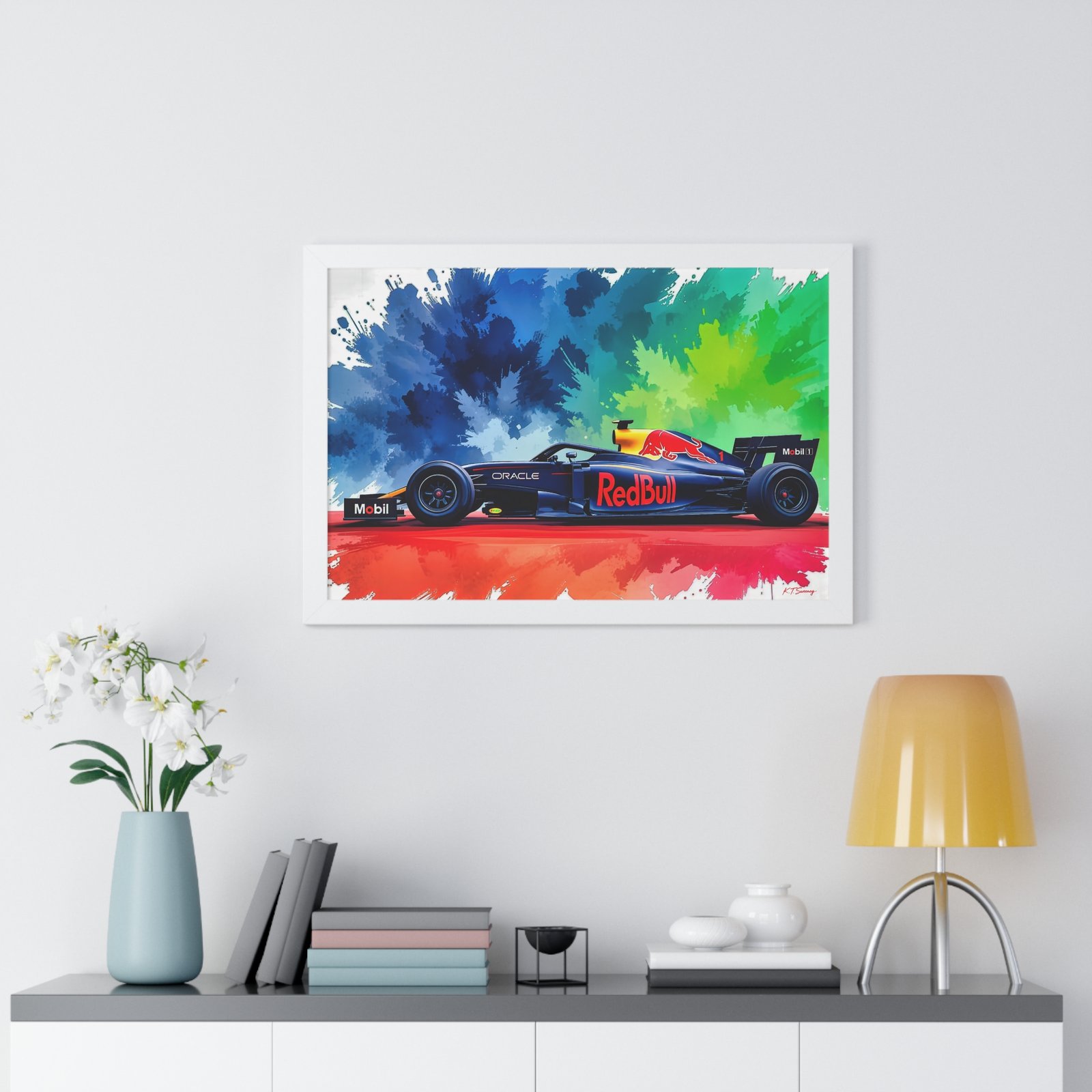 Limited Edition Red Bull F1 Wall Art Framed Print with Exploding Watercolor Style Design | Collector’s Formula 1 Artwork - Image 17