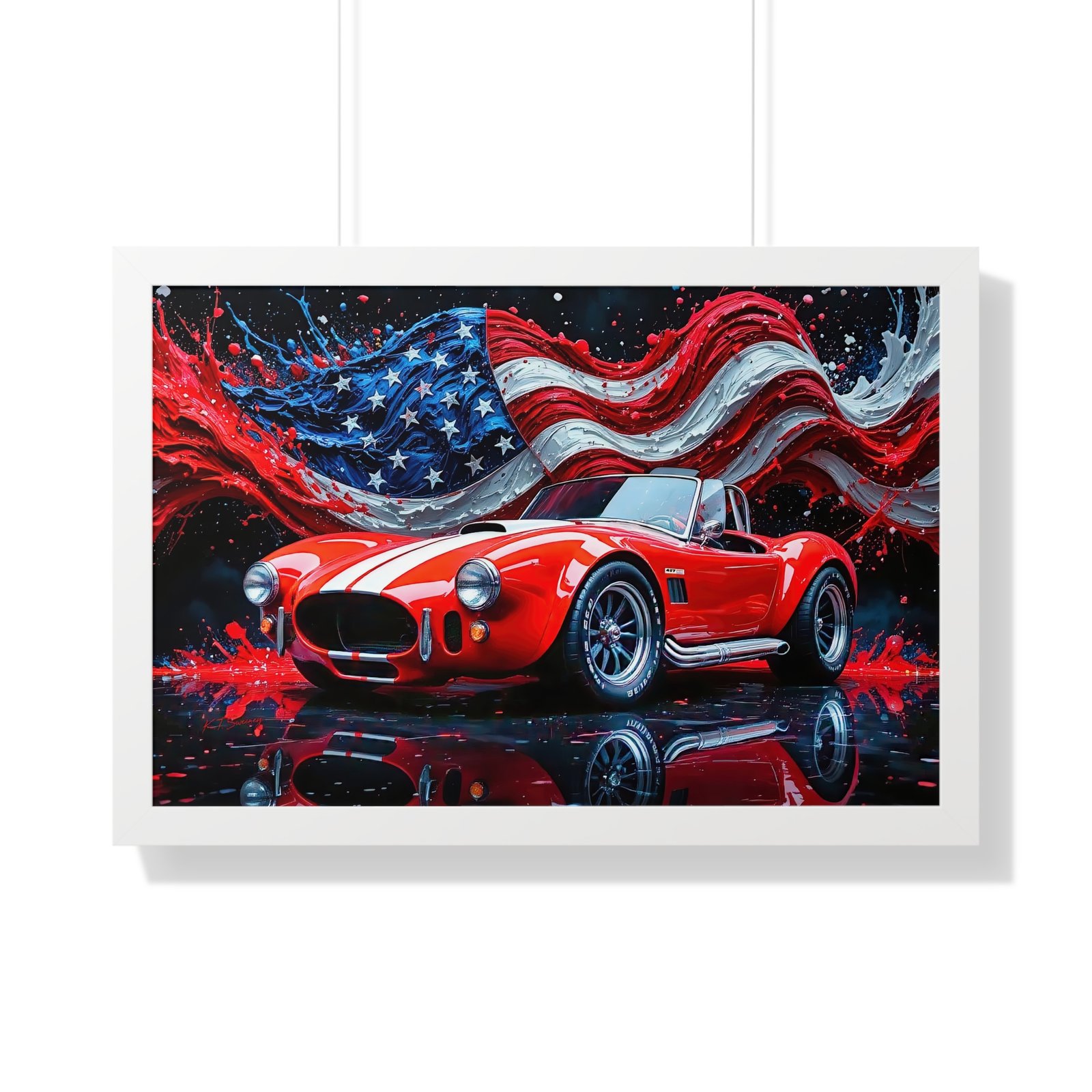 Exclusive Edition Red Shelby Cobra with White Stripes and USA Patriot theme | Collector’s Shelby Artwork - Image 25