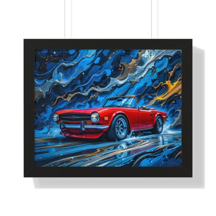 Exclusive Edition Red Triumph TR6 Classic Sports Car Wall Art Framed Print with 3D Textured Oil Paint Style Design| Collector’s Artwork