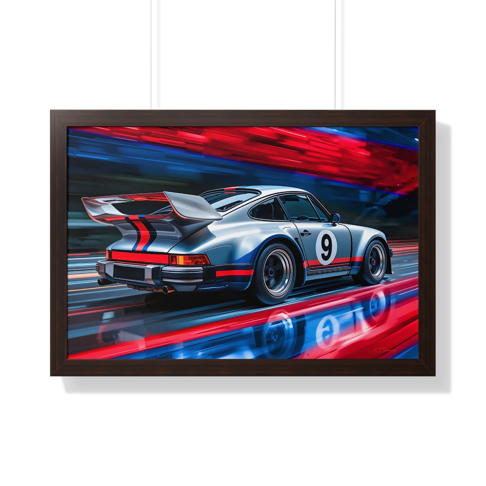 Limited Edition Classic Porsche 930 Turbo in Silver Wall Art Framed Print | Collector’s Porsche Artwork - Image 16