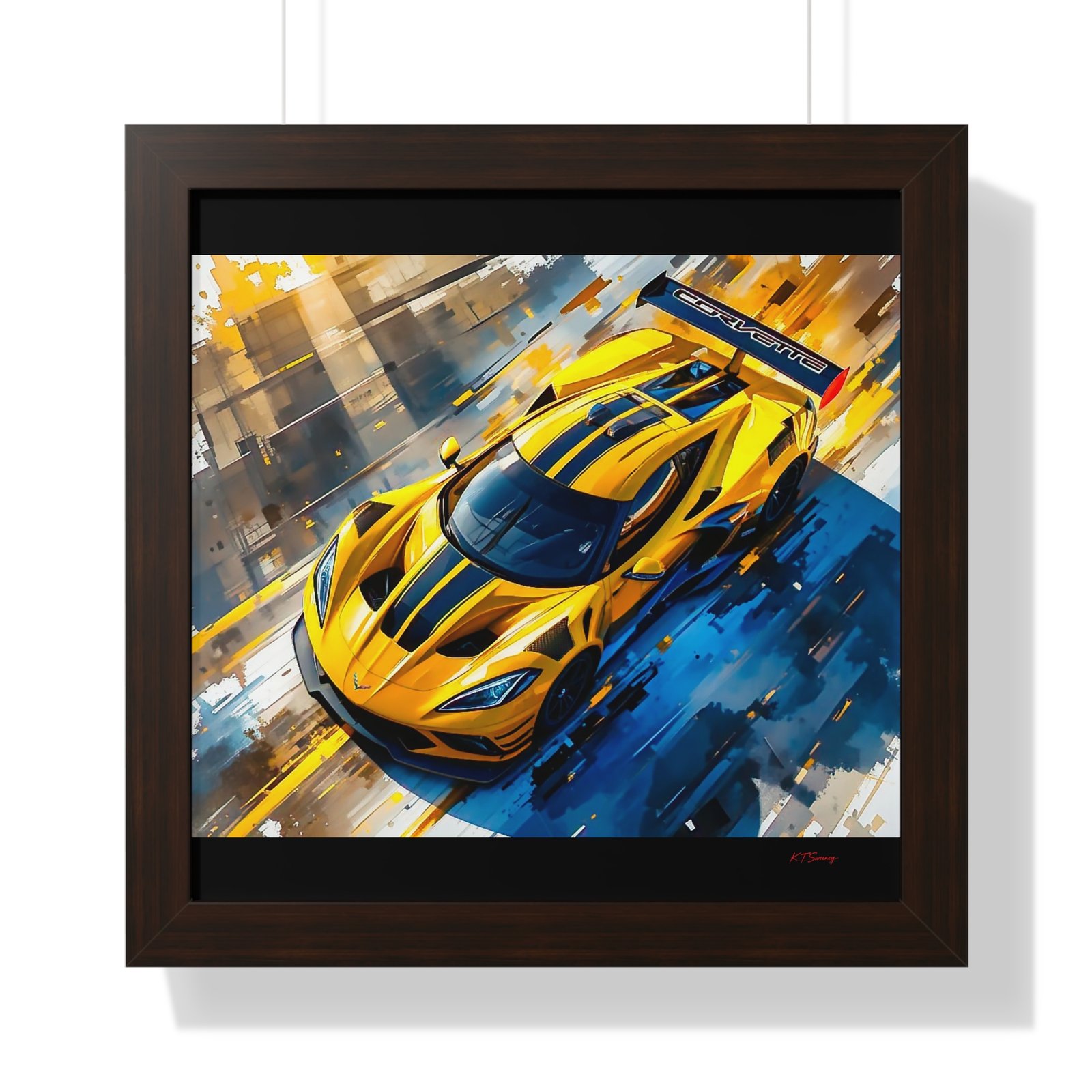Exclusive Edition Yellow C8 Corvette Original Design | Collector’s Corvette Artwork - Image 4
