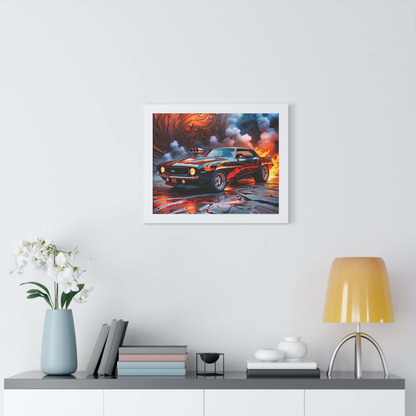 Limited Edition 1969 Camaro Hot Rod Wall Art Framed Print with Watercolor Textured Background | Collector’s Classic Camaro Artwork - Image 29