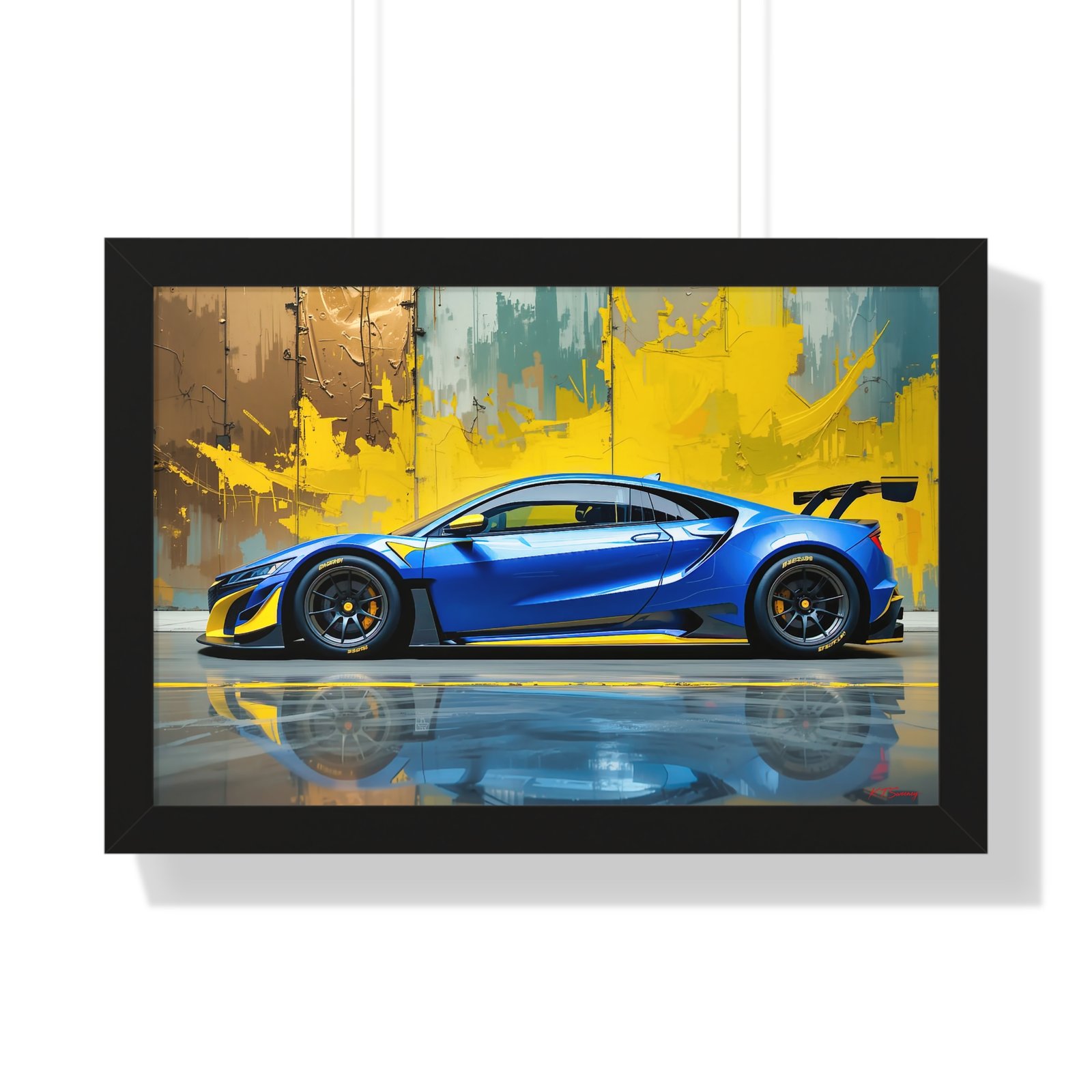 Acura NSX Wall Art Framed Print with Dramatic Textured Paint Style Background | Studio Edition Collector’s Artwork - Image 4