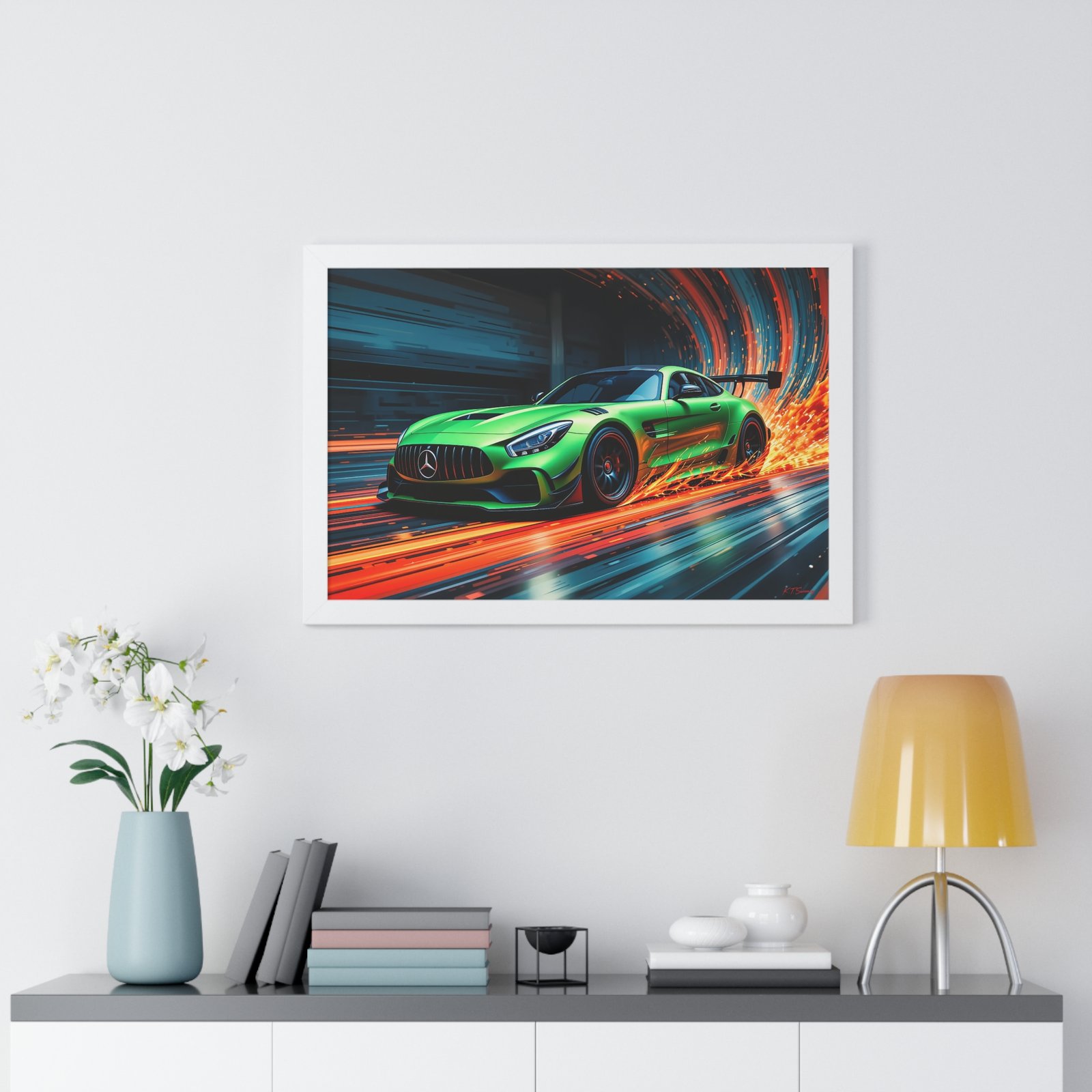 Limited Edition Mercedes IMSA GTD Racing Car Wall Art Framed Print in Metallic Green | Collector’s Motorsport Artwork - Image 17