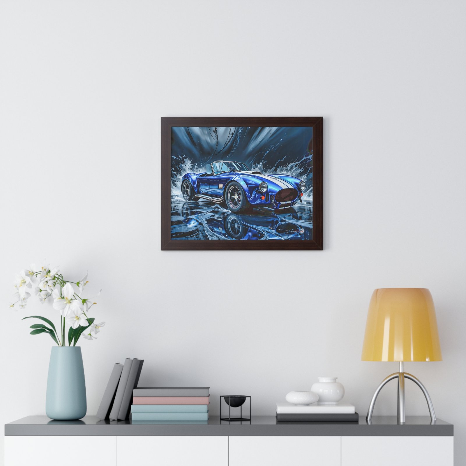 Exclusive Edition Classic Blue Shelby Cobra with White Stripes Wall Art Framed Print | Collector’s Shelby Artwork - Image 11