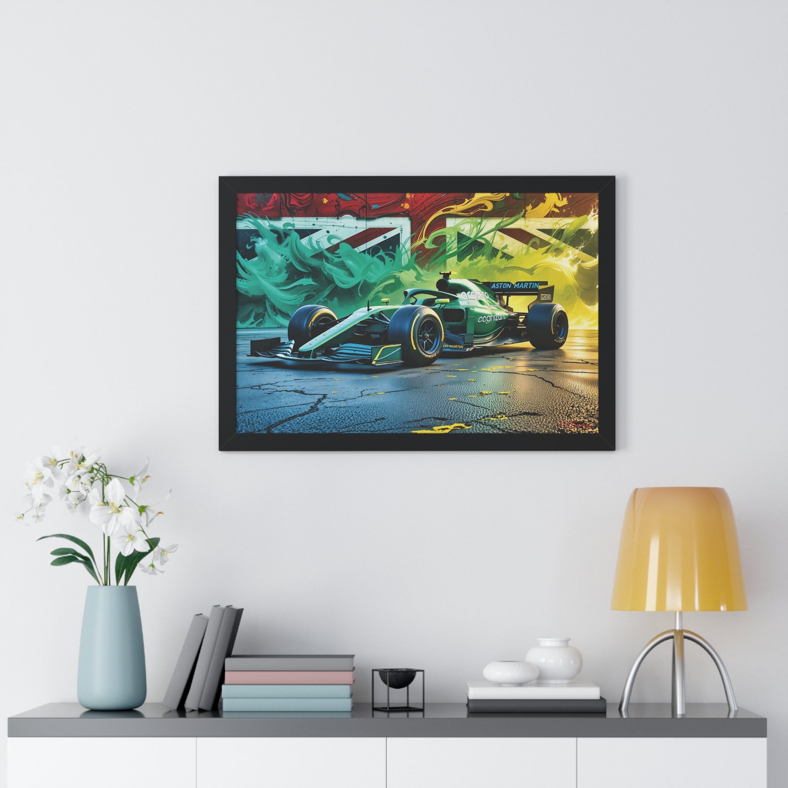 Exclusive Edition Aston Martin F1 Wall Art Framed Print with Union Jack Background | Collector’s Formula 1 Artwork - Image 8