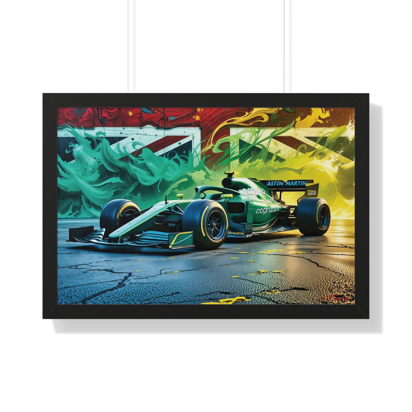 Exclusive Edition Aston Martin F1 Wall Art Framed Print with Union Jack Background | Collector’s Formula 1 Artwork - Image 7