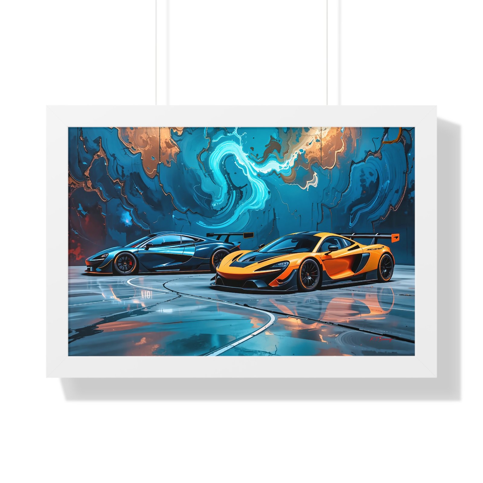 Limited Edition Duo of IMSA-Inspired McLaren Supercars Wall Art Framed Print with 3D Textured Dynamic Colors | Collector’s Motorsport Artwork - Image 22