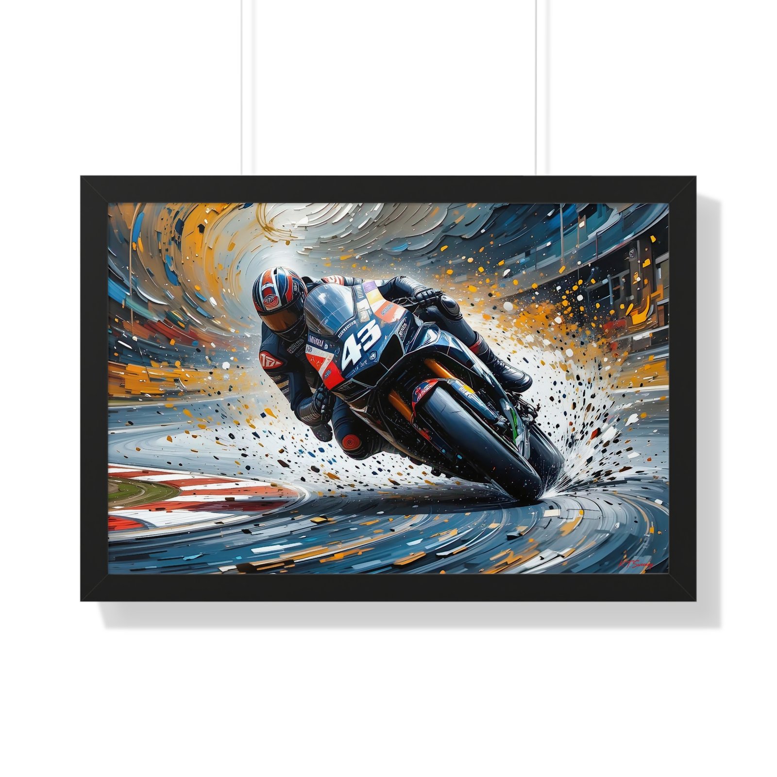 Limited Edition MotoGP Racing Motorcycle Wall Art Framed Print with 3D Textured Oil Paint Style Background | Collector’s Motorsport Artwork - Image 7