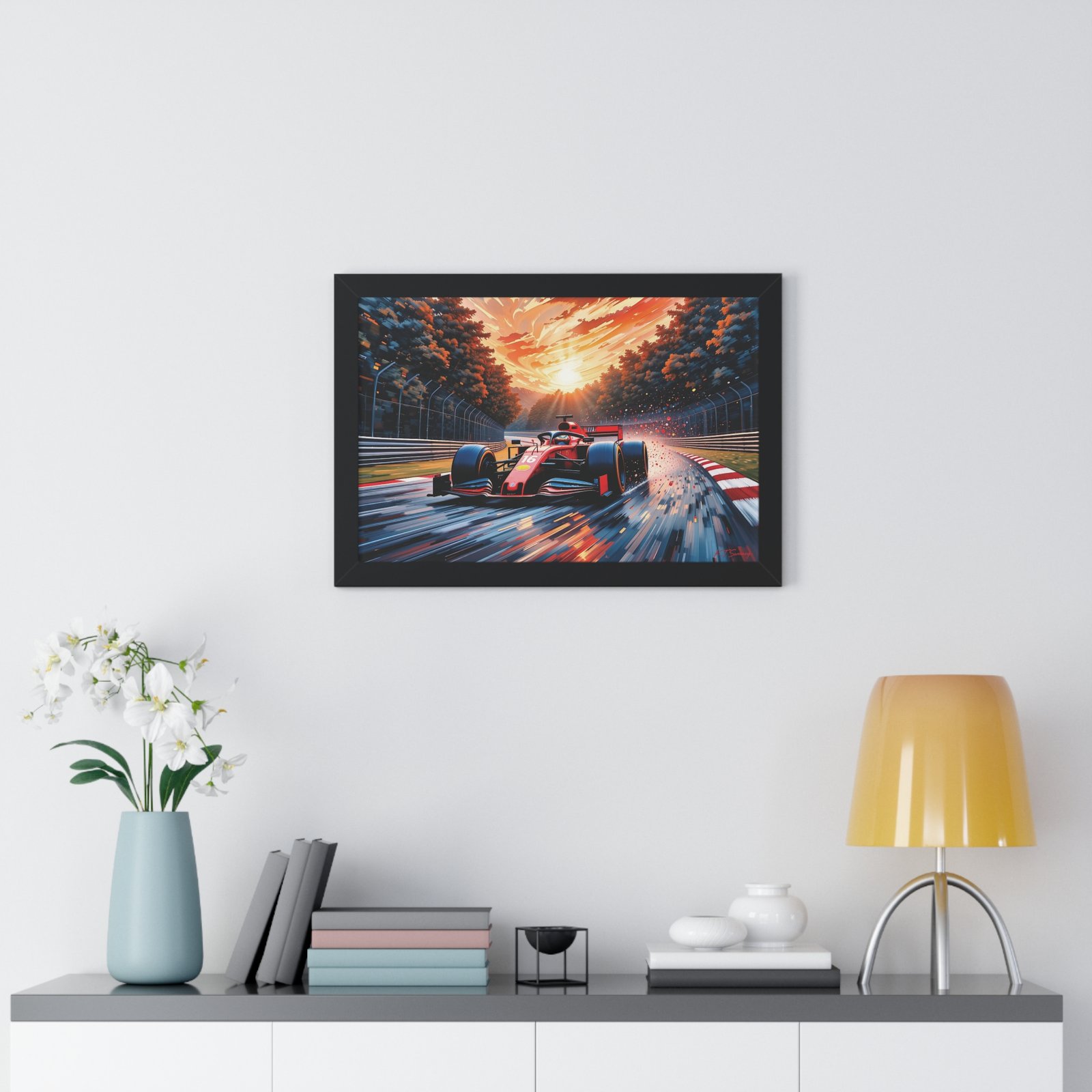 Exclusive Edition Charles Leclerc Ferrari F1 Wall Art Framed Print with Textured Artistic Design | Collector’s Formula 1 Artwork - Image 2