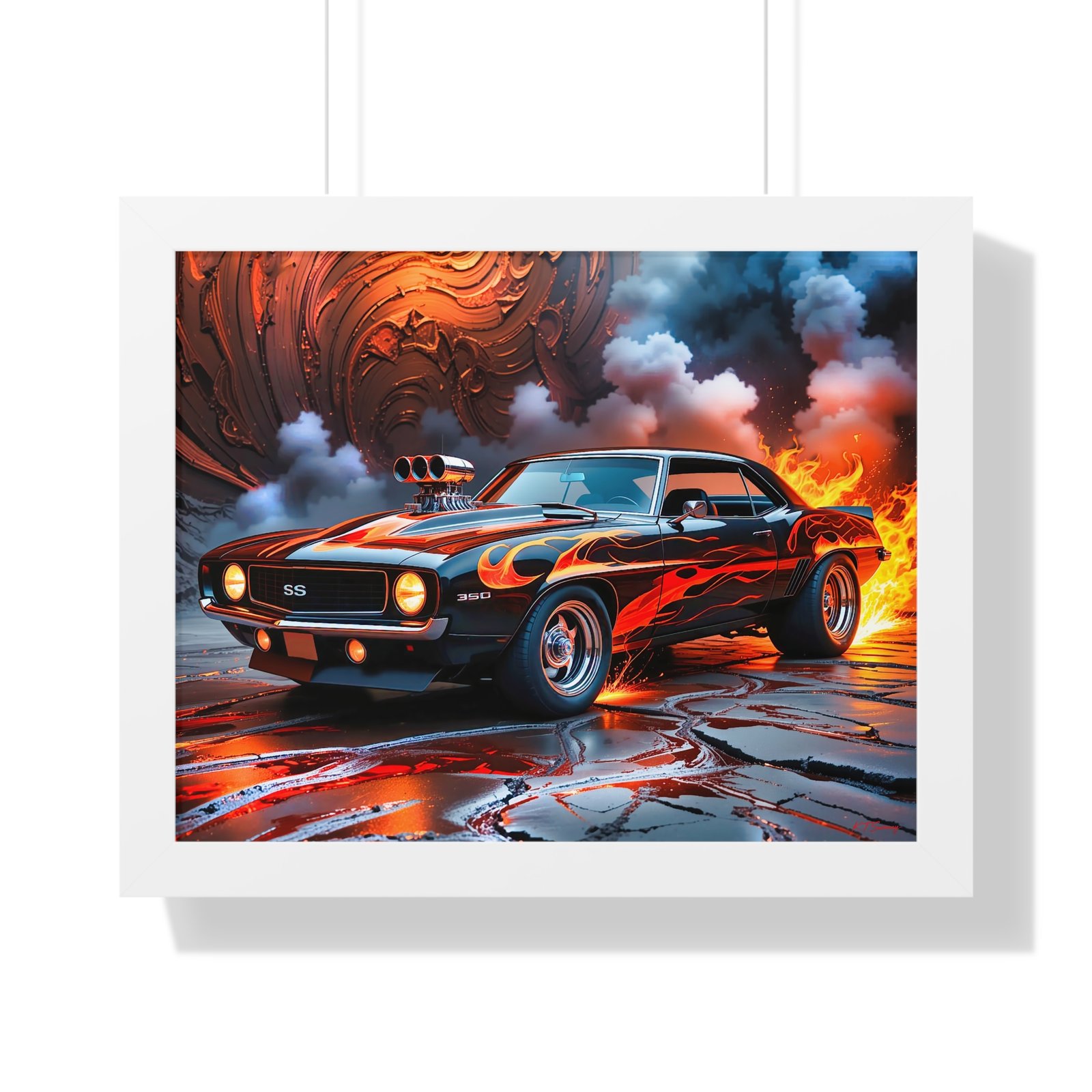 Limited Edition 1969 Camaro Hot Rod Wall Art Framed Print with Watercolor Textured Background | Collector’s Classic Camaro Artwork - Image 28