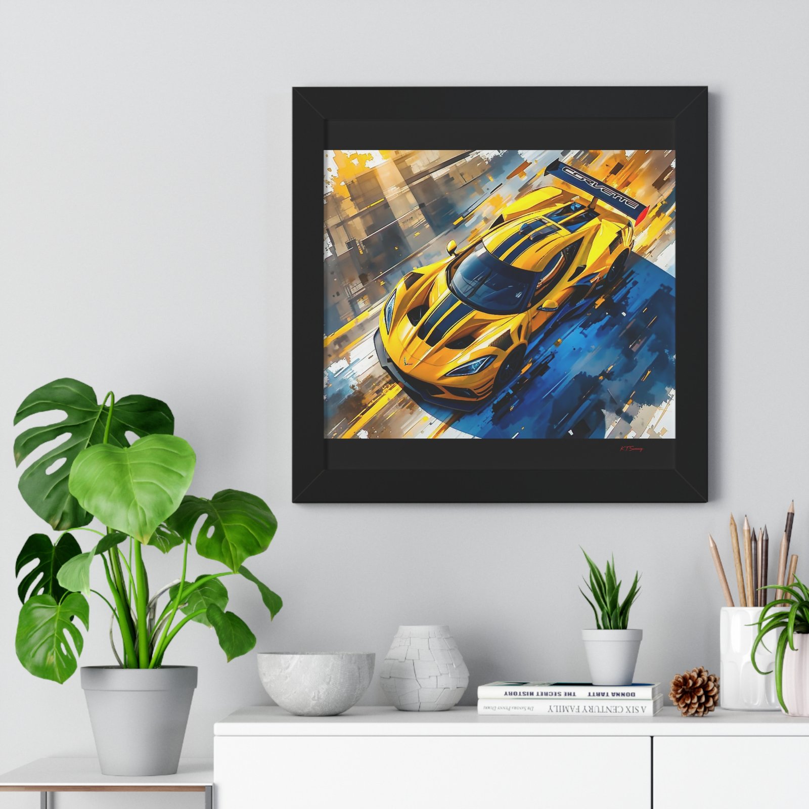 Exclusive Edition Yellow C8 Corvette Original Design | Collector’s Corvette Artwork - Image 2