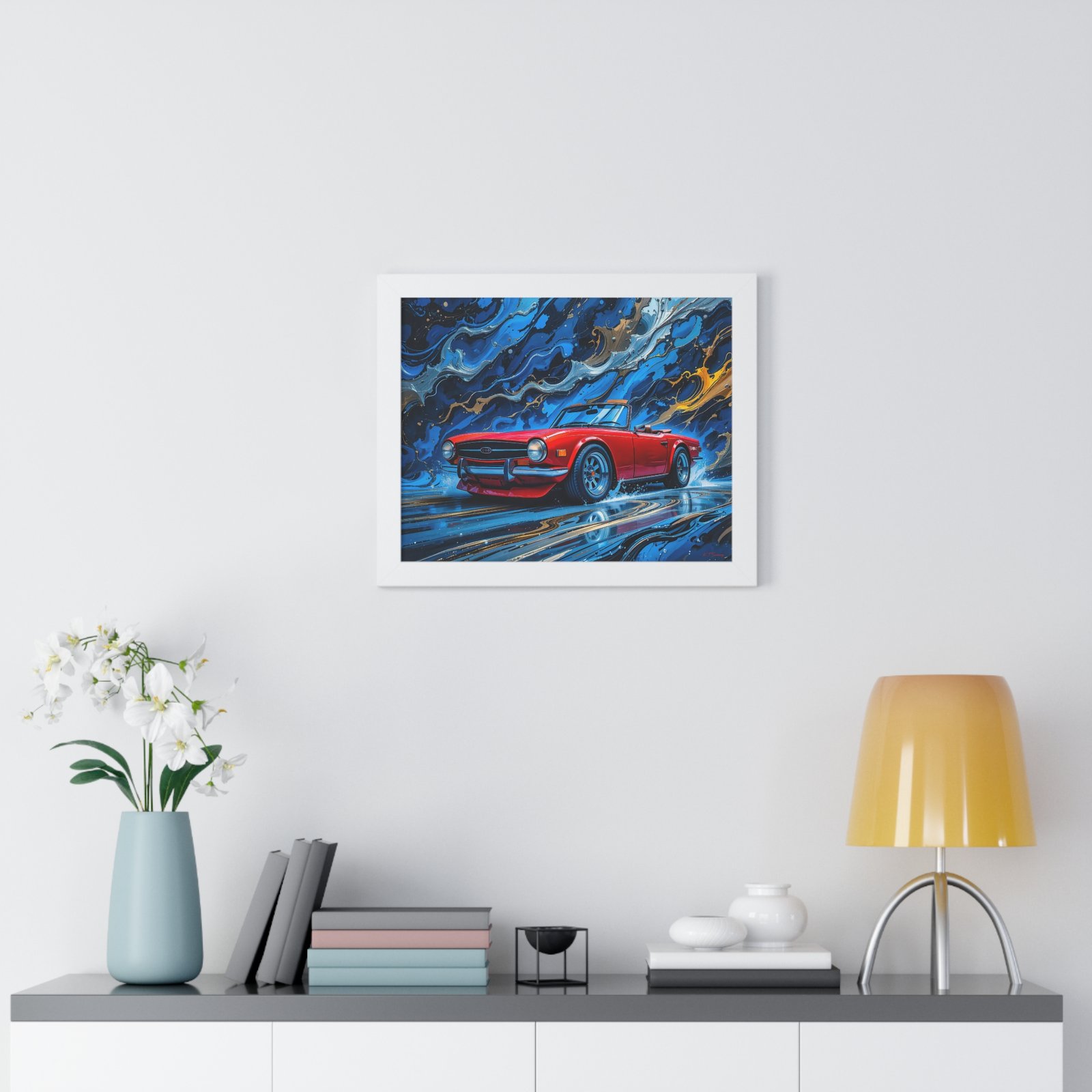 Exclusive Edition Red Triumph TR6 Classic Sports Car Wall Art Framed Print with 3D Textured Oil Paint Style Design| Collector’s Artwork - Image 20