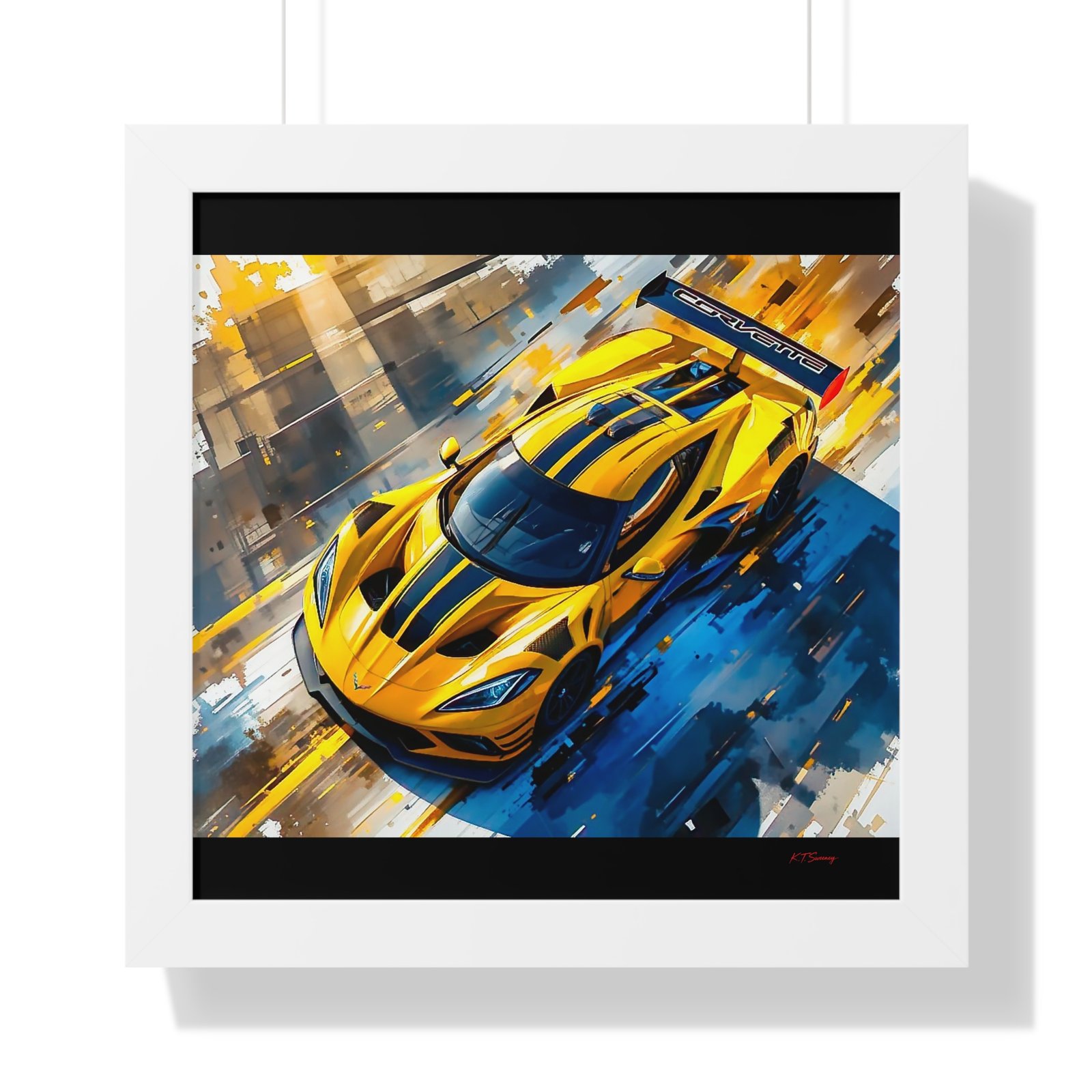 Exclusive Edition Yellow C8 Corvette Original Design | Collector’s Corvette Artwork - Image 7