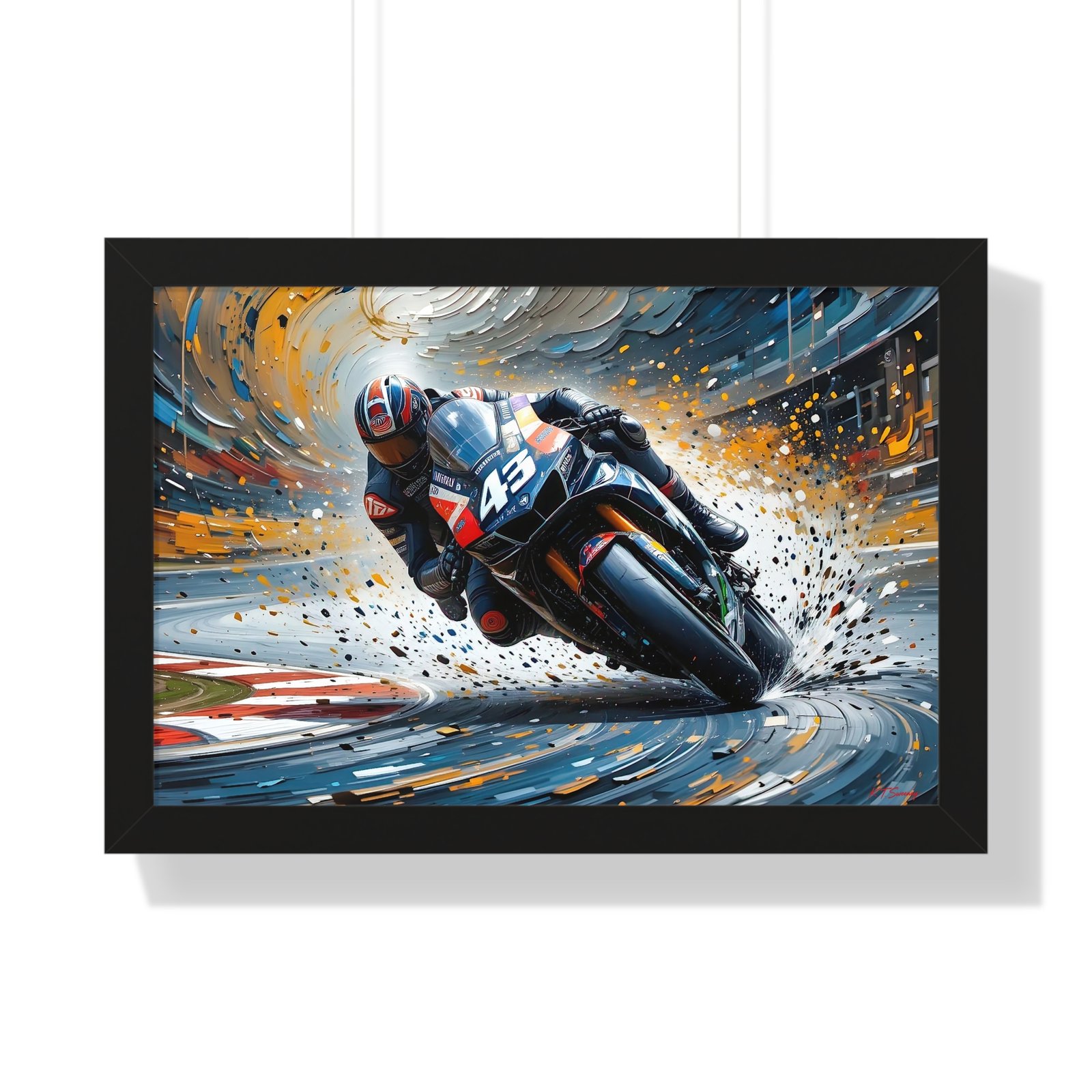 Limited Edition MotoGP Racing Motorcycle Wall Art Framed Print with 3D Textured Oil Paint Style Background | Collector’s Motorsport Artwork - Image 4