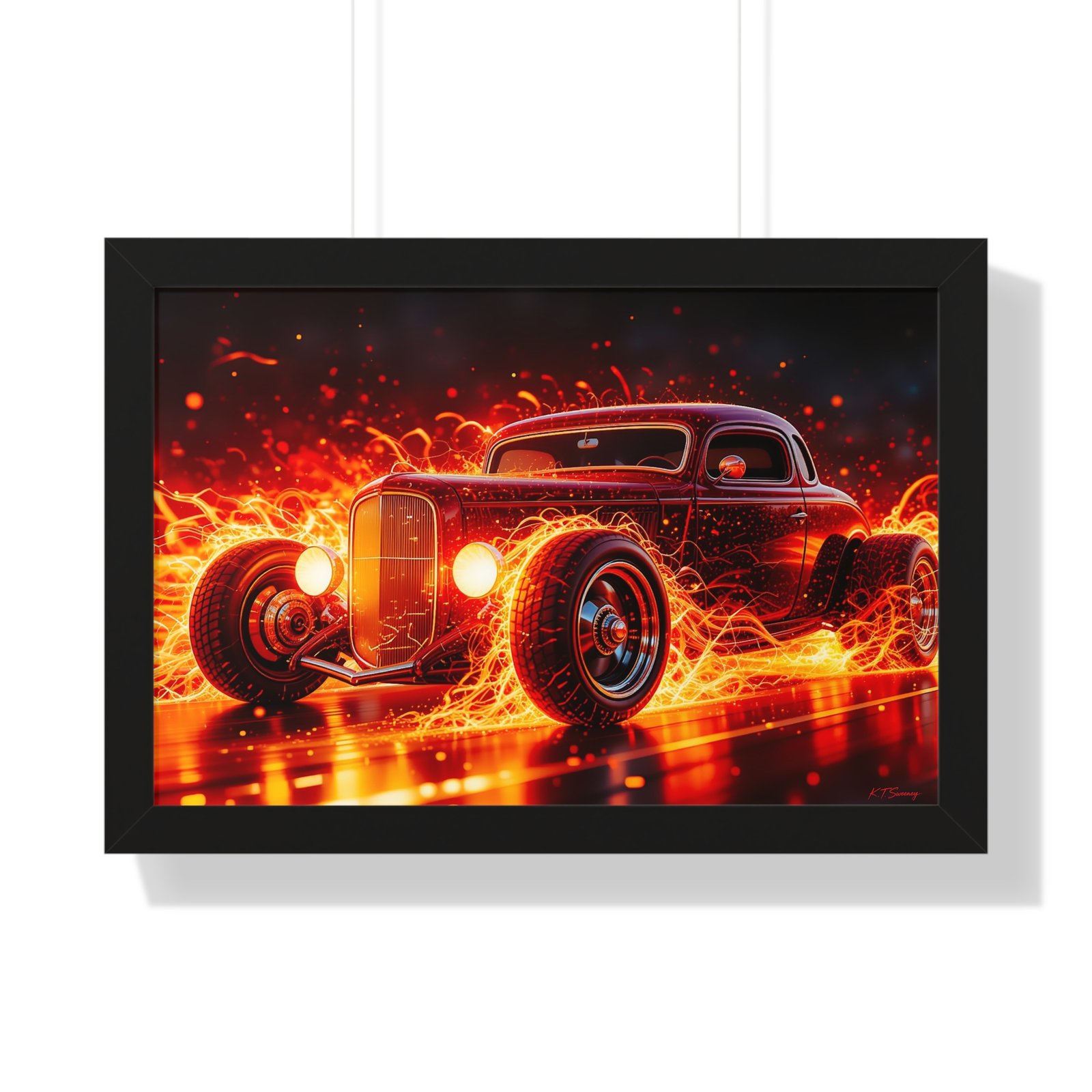 Limited Edition Hot Rod Wall Art Framed Print with Ethereal Flames - Image 4