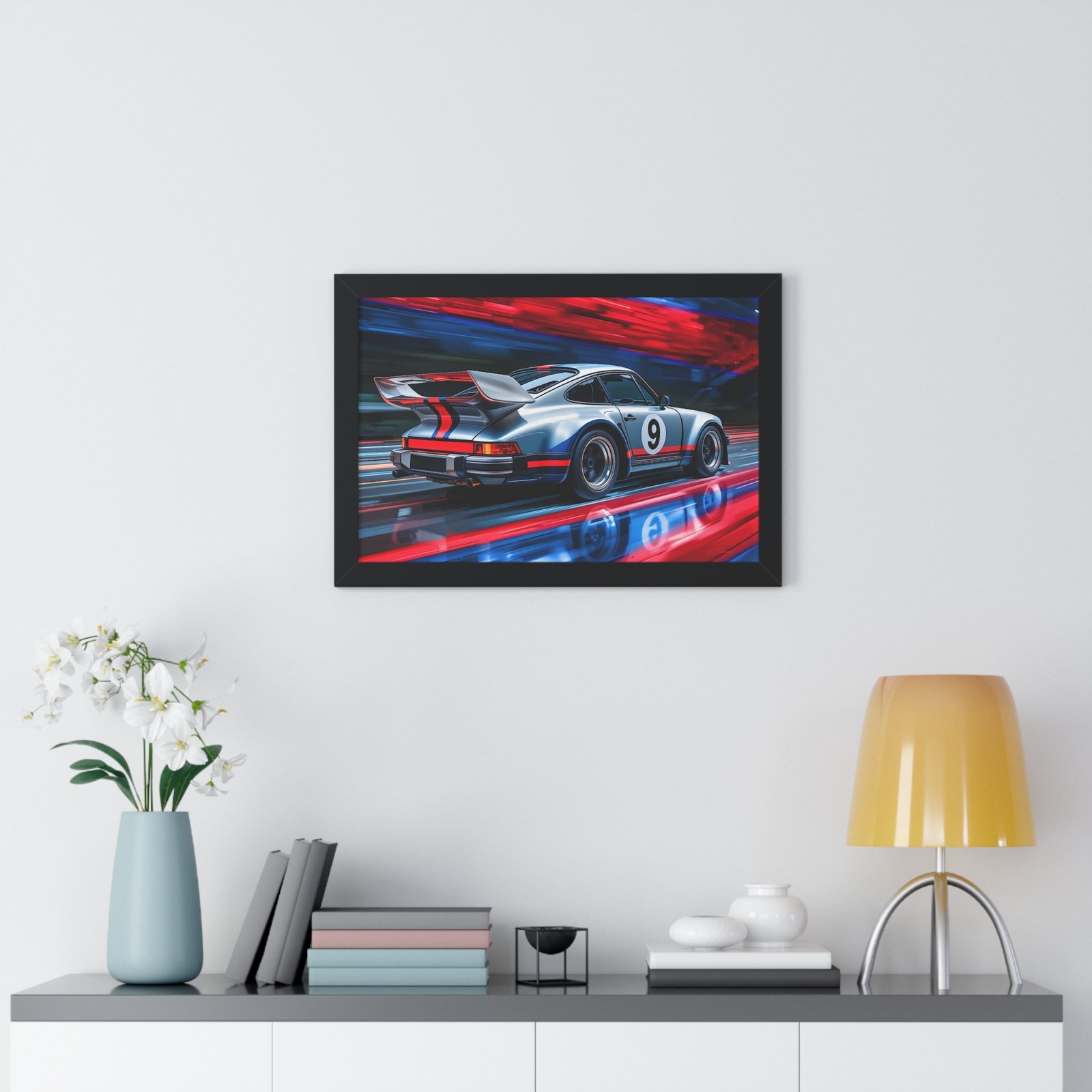 Limited Edition Classic Porsche 930 Turbo in Silver Wall Art Framed Print | Collector’s Porsche Artwork - Image 5