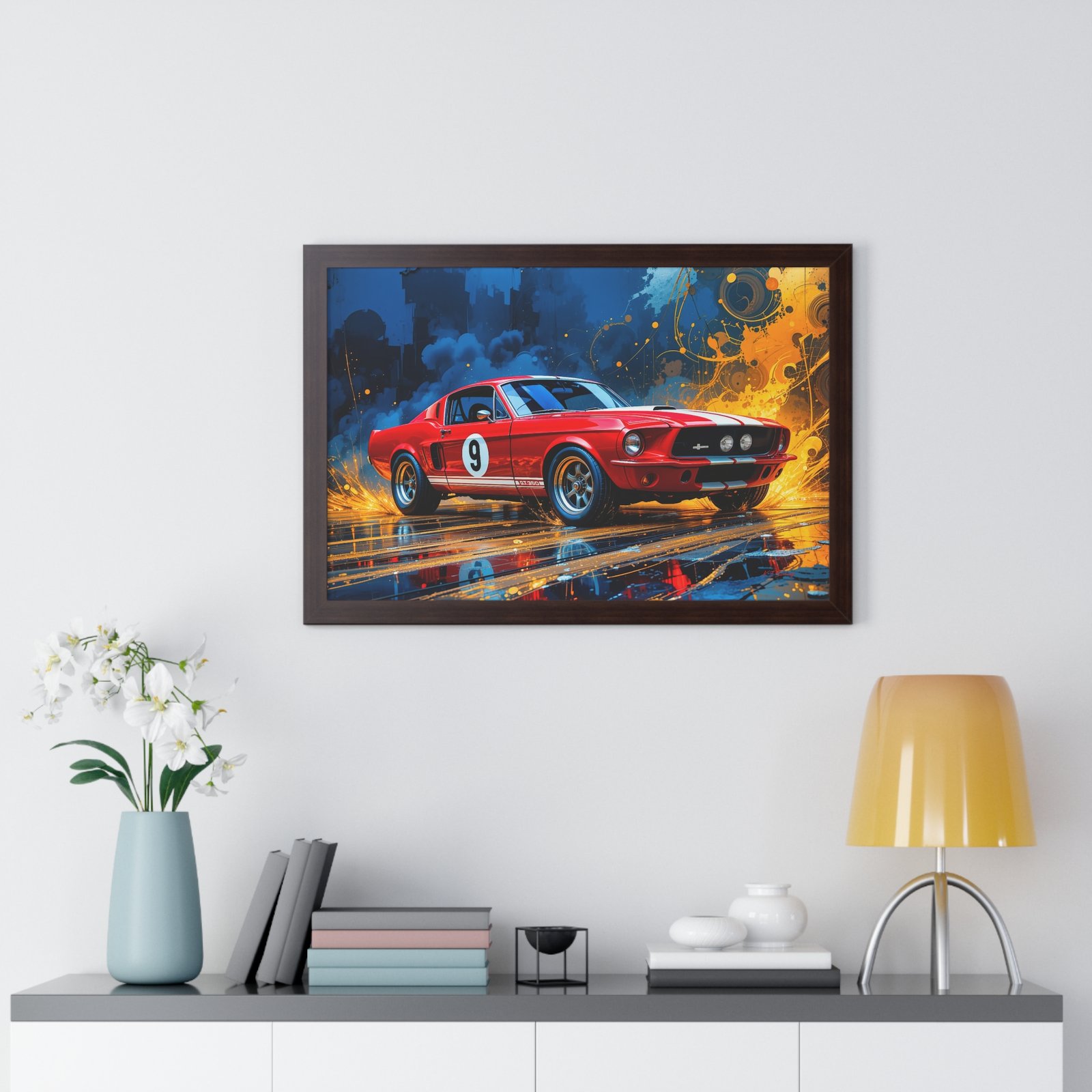 Exclusive Edition 1967 Red Shelby Mustang TransAm Inspired Racing Car Wall Art Framed Print | Collector’s Classic Mustang Artwork - Image 17
